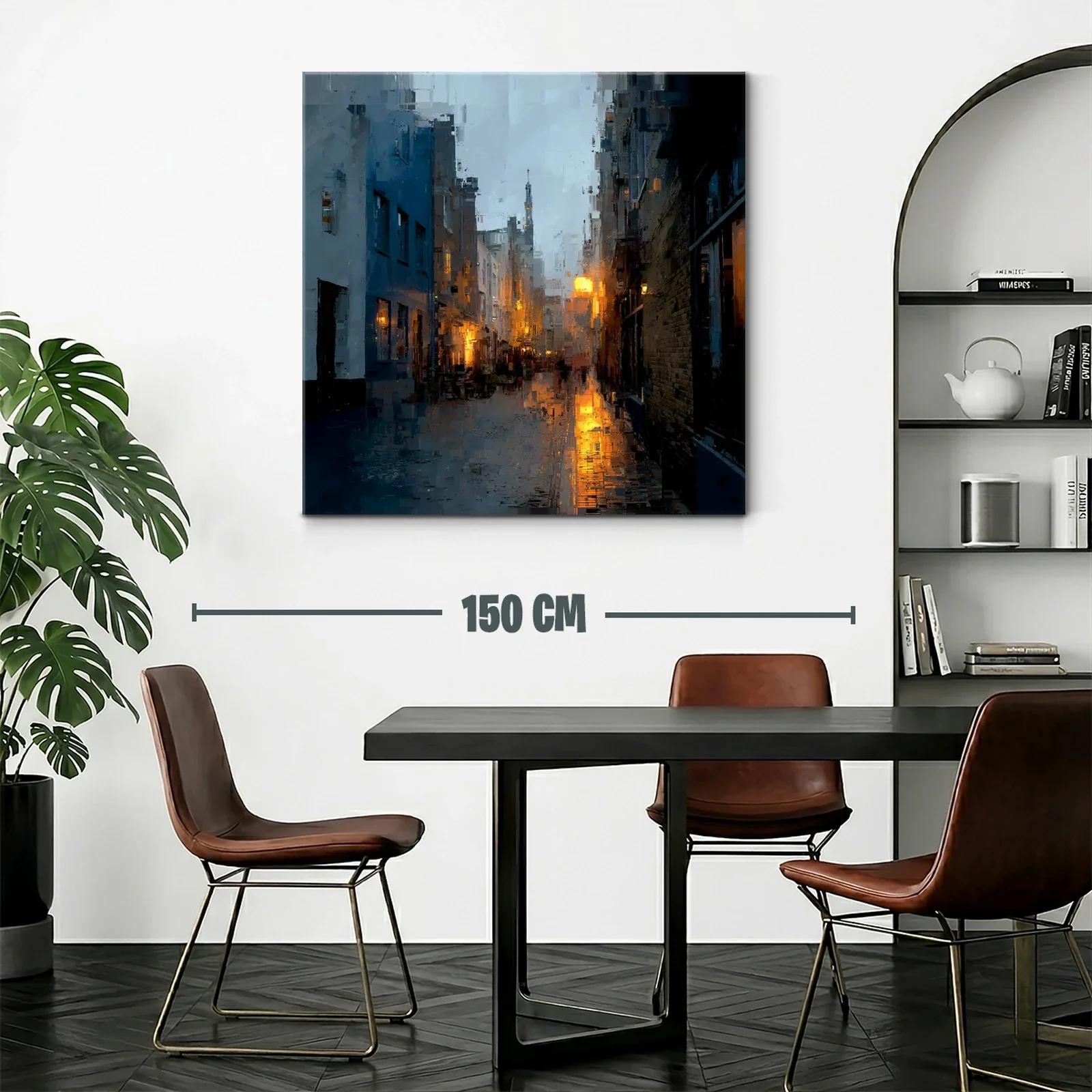 Atardecer urbano con luces cálidas y reflejos dorados — miniatura 2