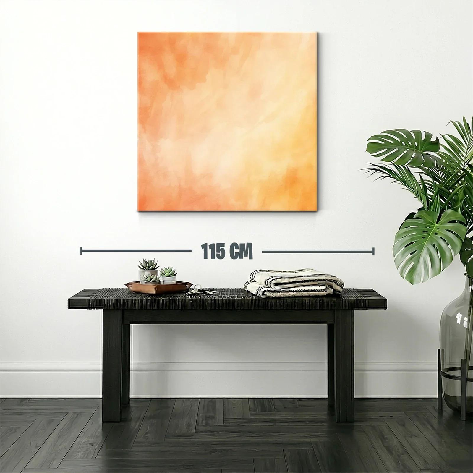 Cuadro abstracto en tonos cálidos naranja y beige — miniatura 2