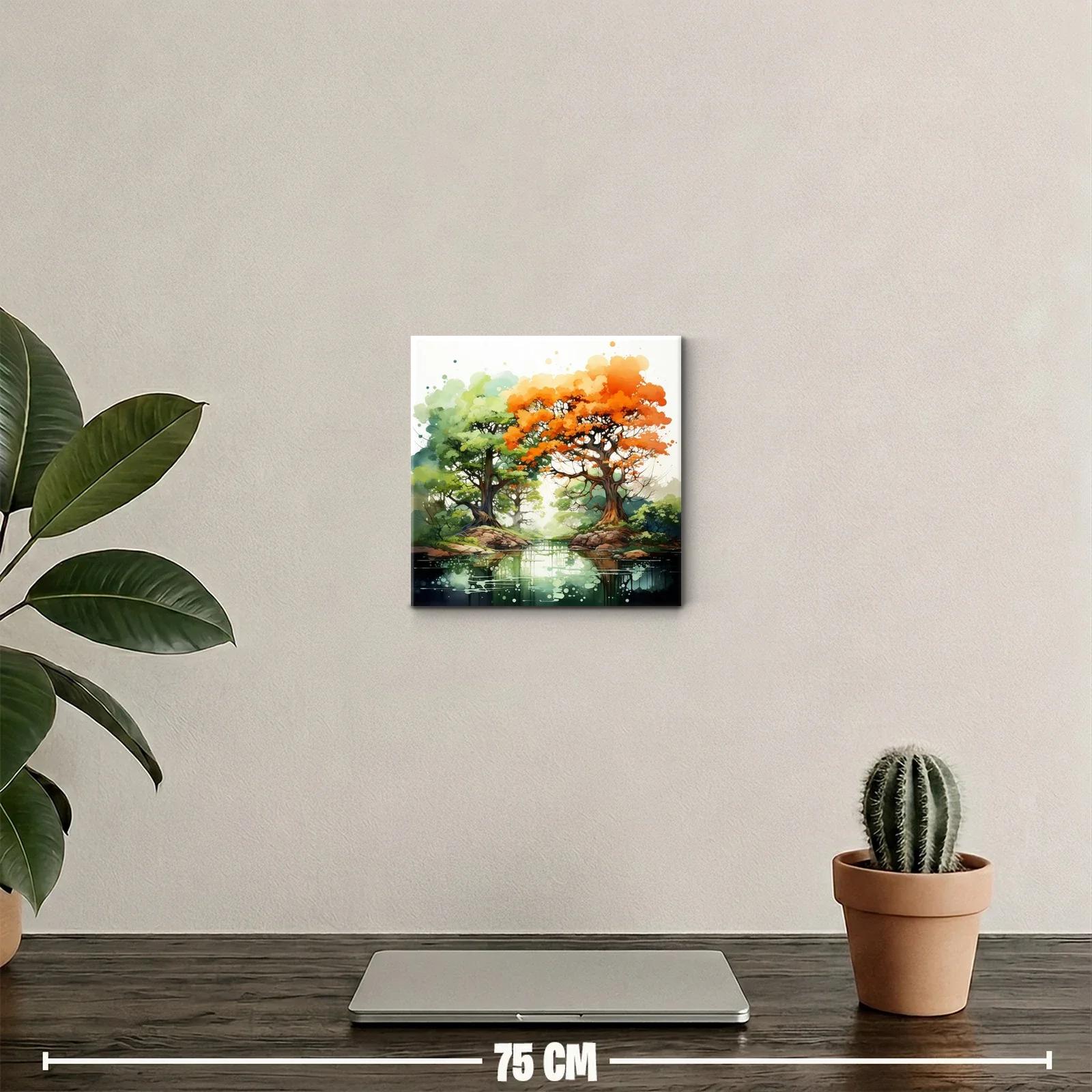 Paisaje con árboles vibrantes reflejados en el agua — miniatura 2