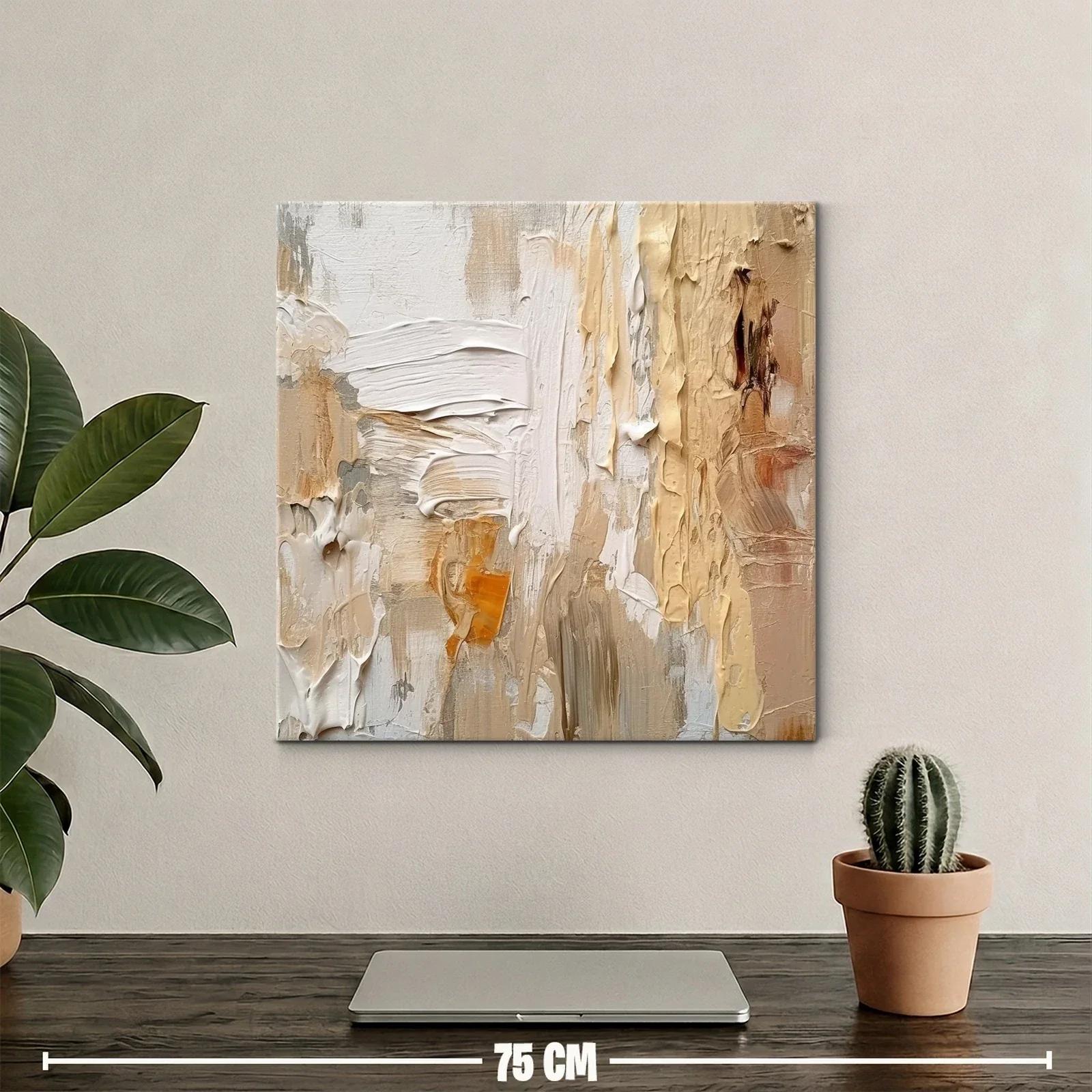 Cuadro abstracto en tonos tierra y beige texturizado — miniatura 2