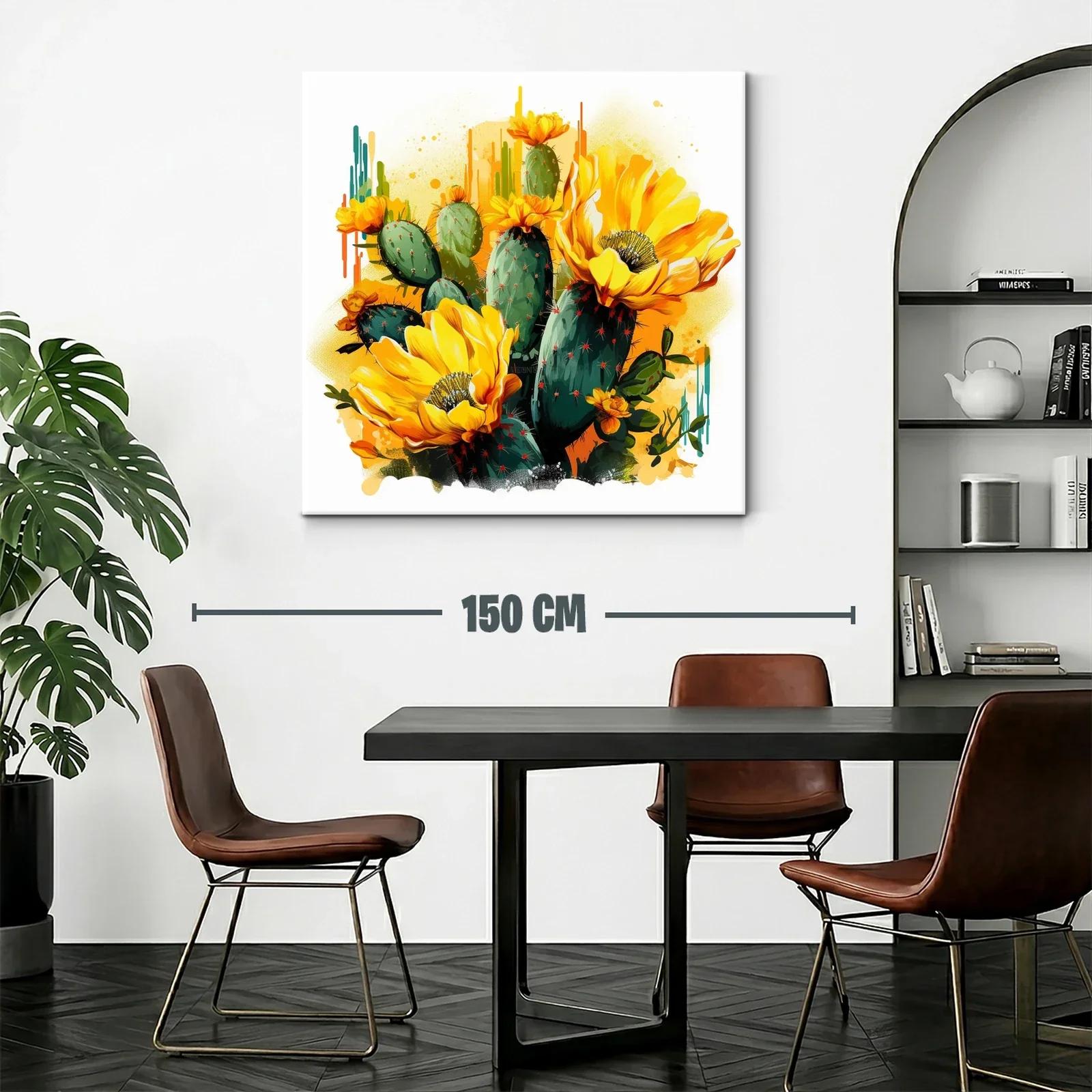 Vibrante composición de cactus en flor amarilla y verde — miniatura 2