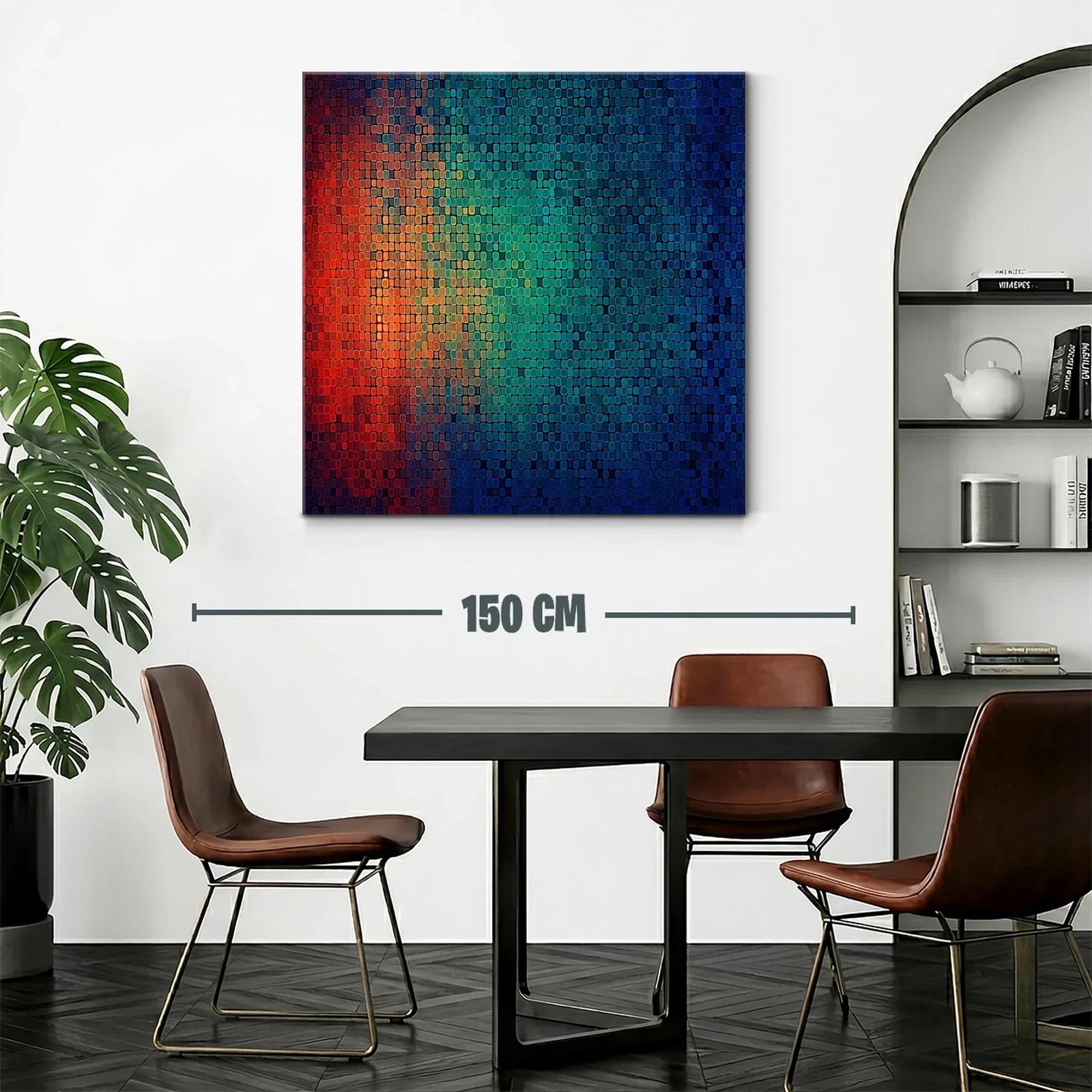 Cuadro abstracto mosaico en vibrantes tonos cálidos y fríos — miniatura 2