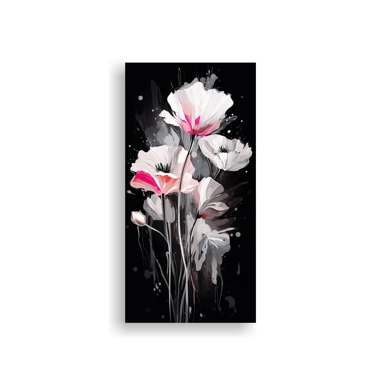 Cuadro amapolas blancas con toques rosados