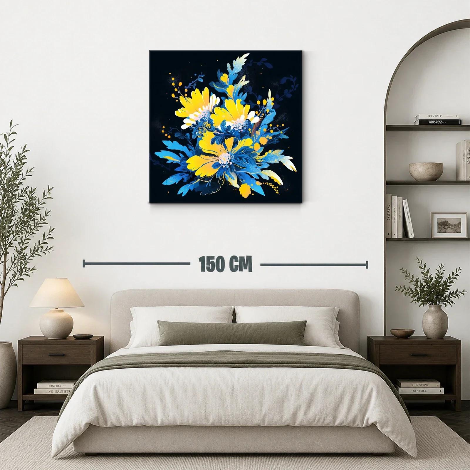 Composición floral vibrante en tonos azul y amarillo — miniatura 3