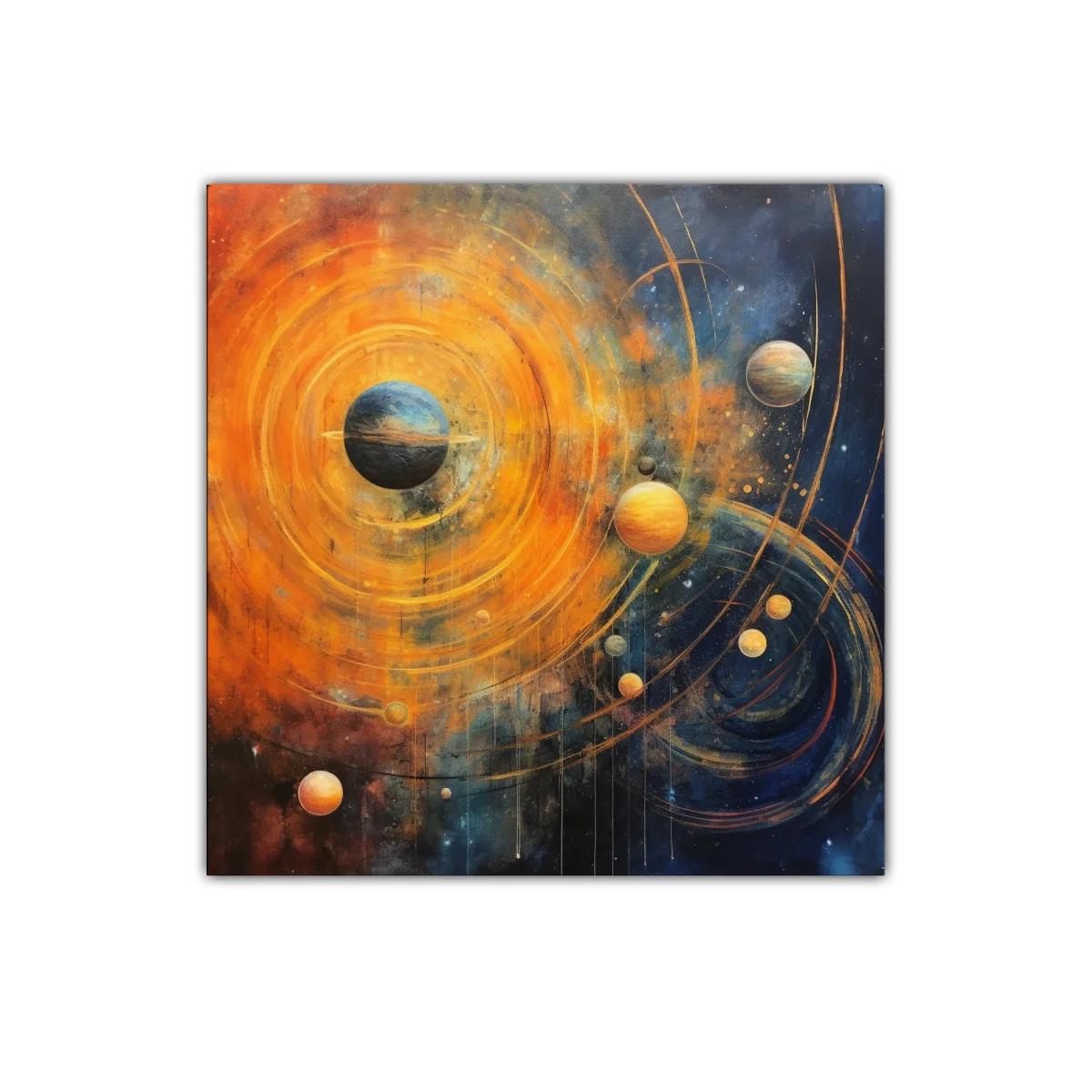 Explosión cósmica de planetas en vibrantes tonos cálidos — imagen principal