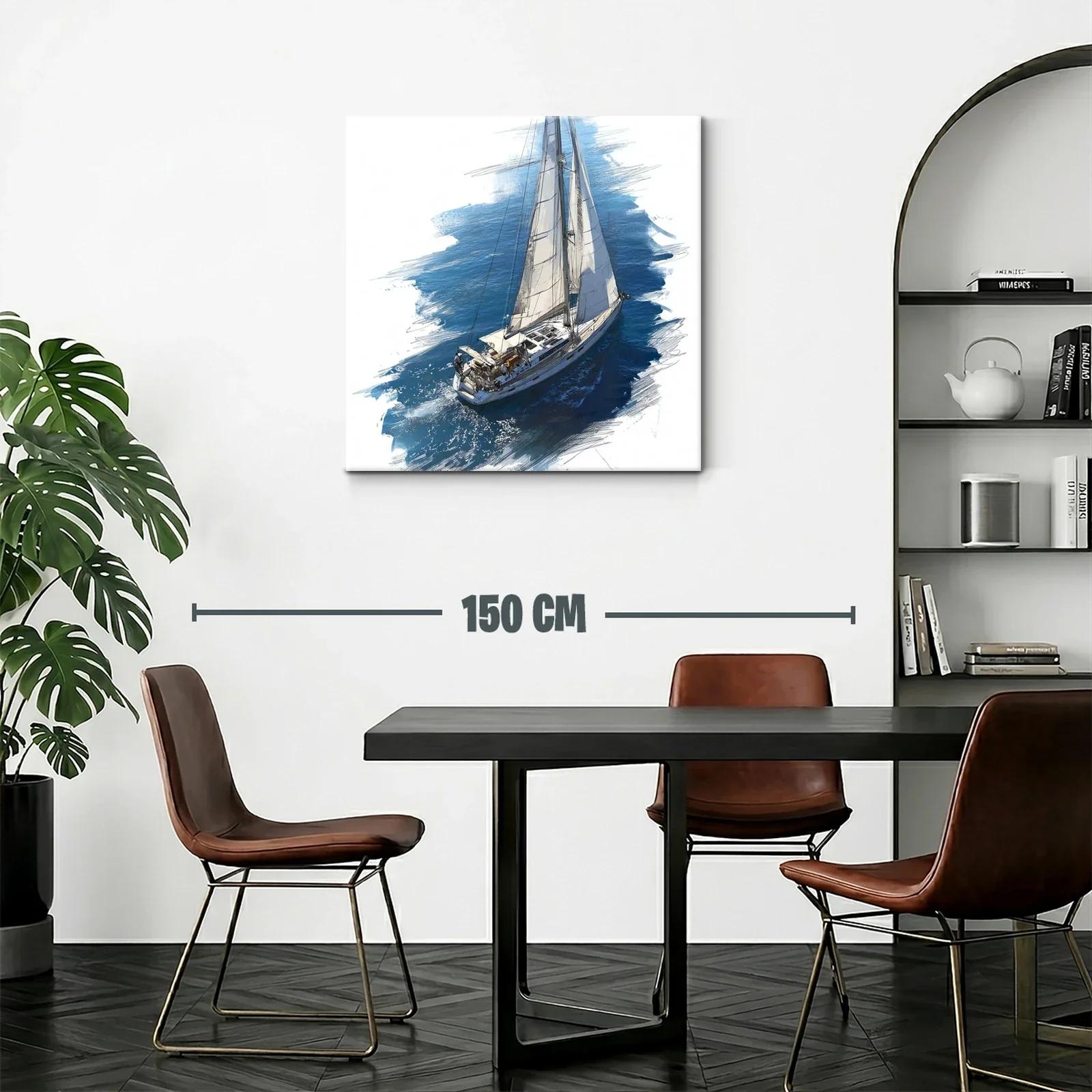 Velero Navegando sobre Mar Azul con Viento Suave — miniatura 2