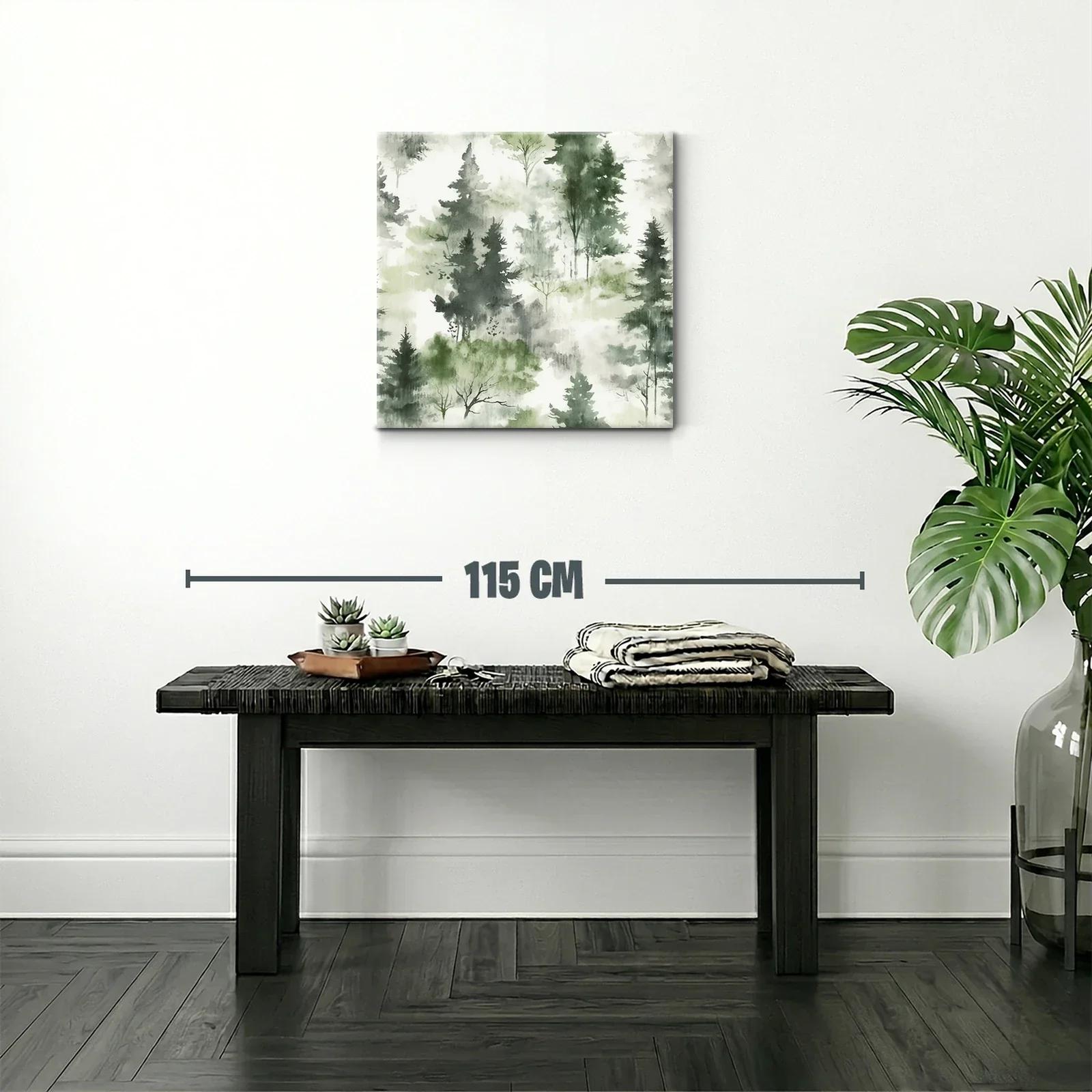 Tranquilo bosque en tonos verdes y grises suaves — miniatura 2