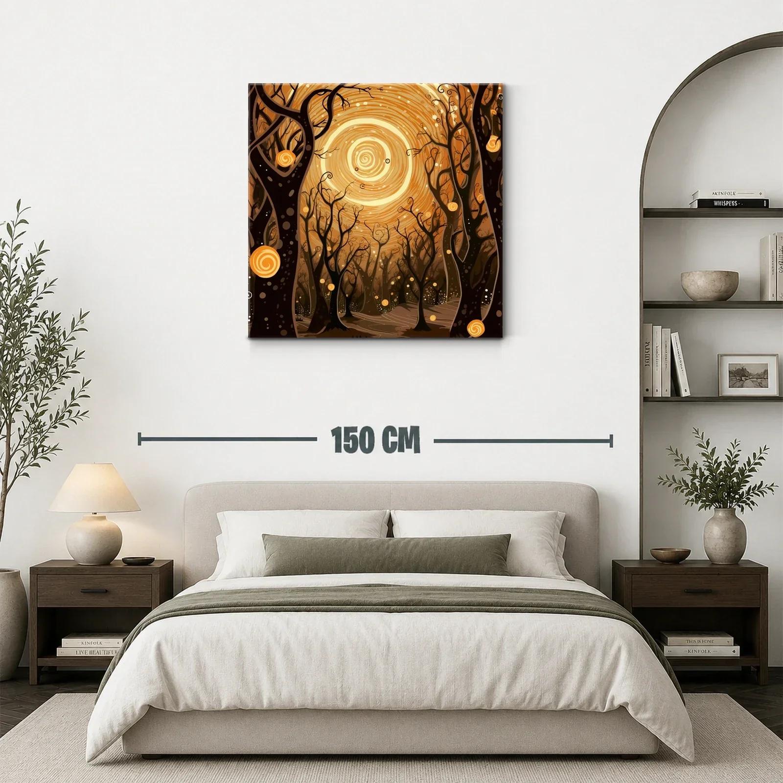 Bosque encantado bajo un sol espiral dorado — miniatura 3