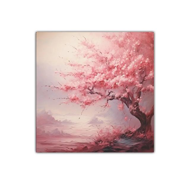 Árbol de flores rosas en paisaje sereno