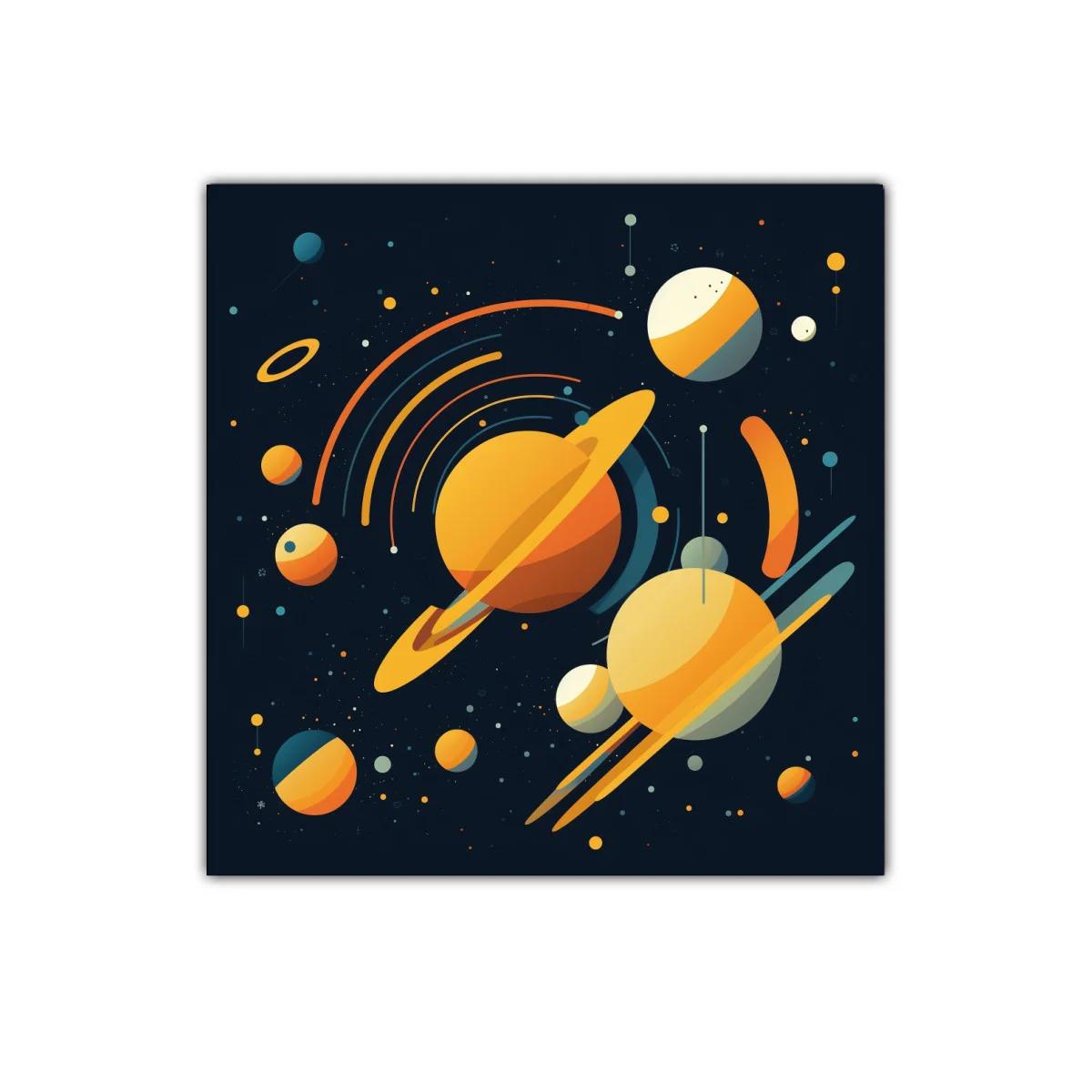 Composición abstracta de planetas en tonos cálidos