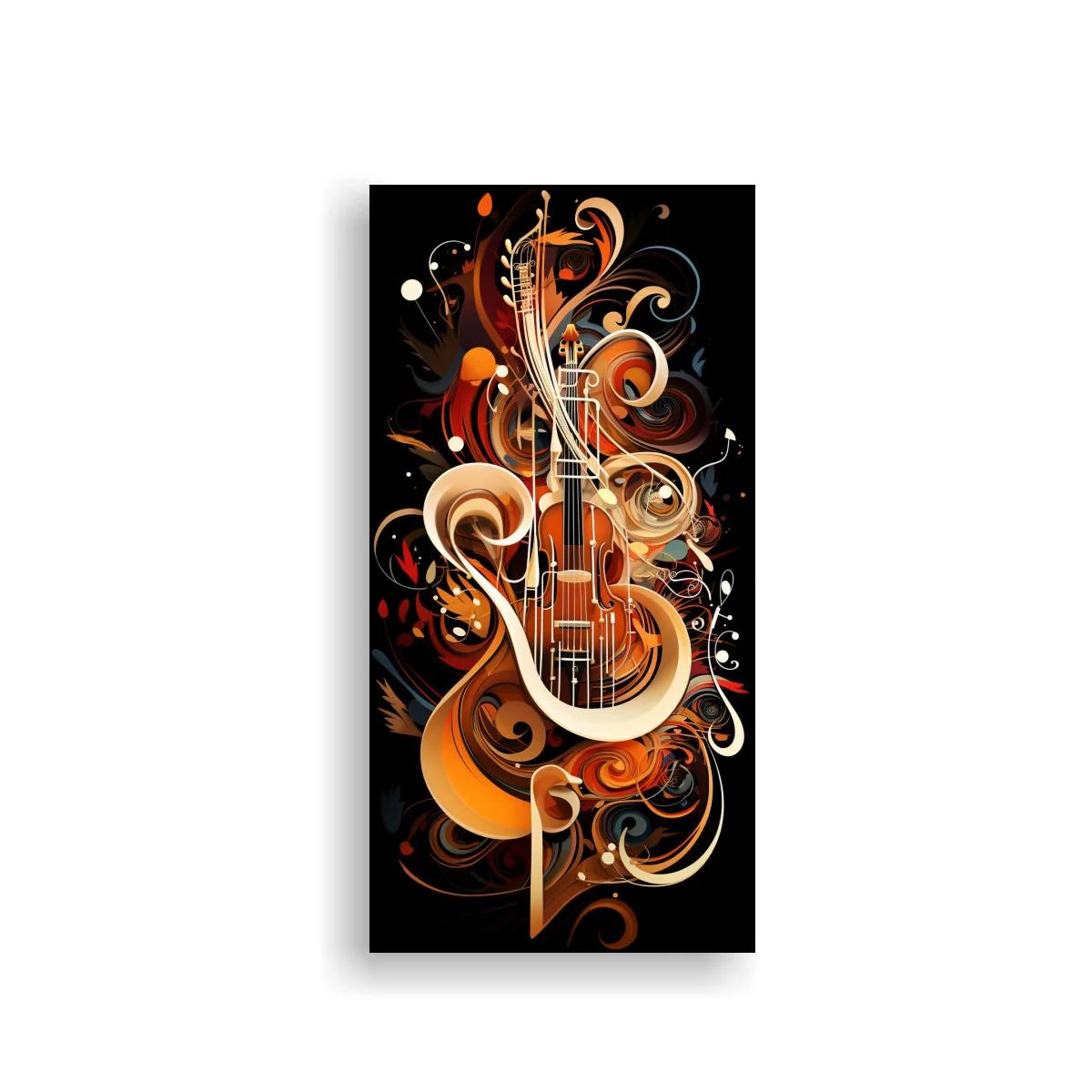 Cuadro violín con remolinos luminosos