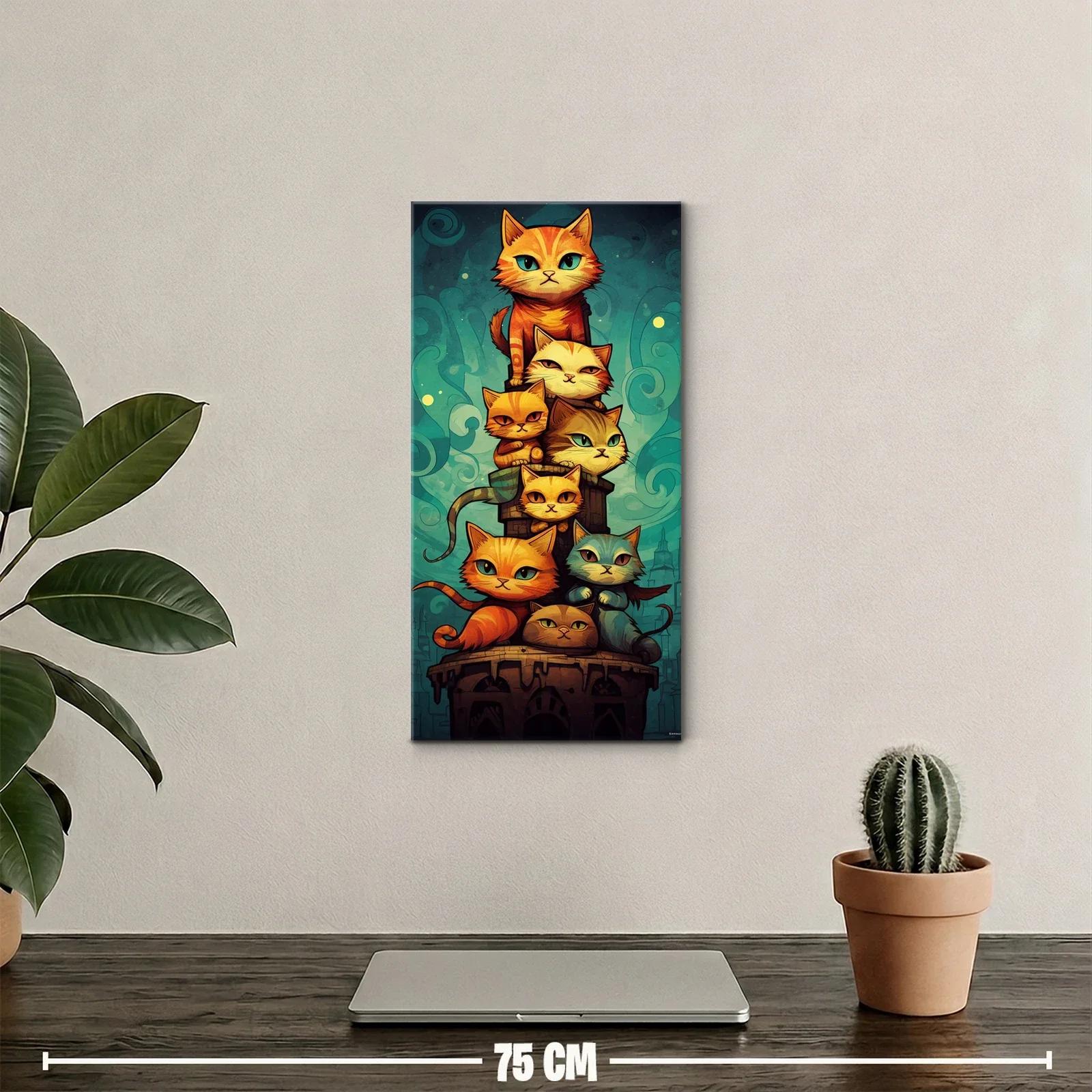 Cuadro torre de gatos con colas y patas curvas — miniatura 2