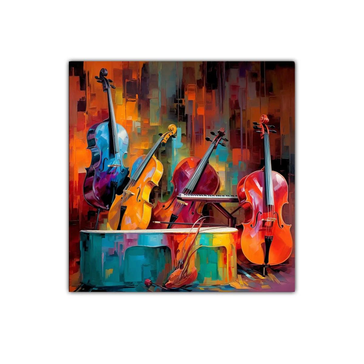 Cuadro decorativo con instrumentos de cuerda vibrantes y coloridos — imagen principal