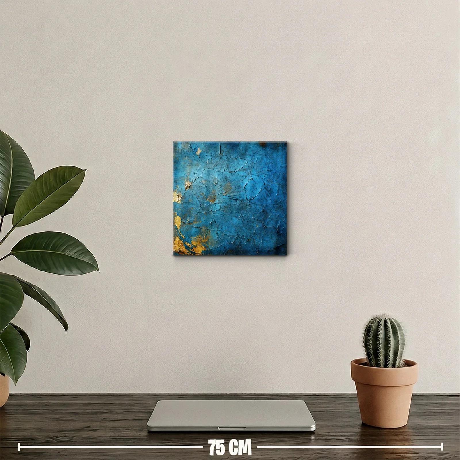 Arte abstracto en textura azul con detalles dorados — miniatura 2