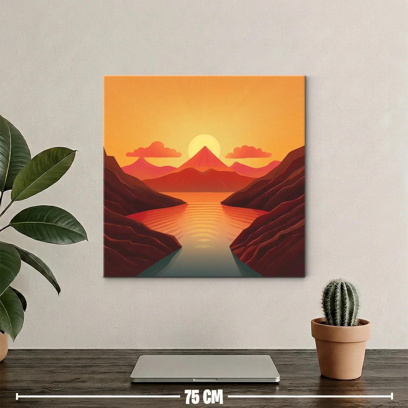 Paisaje cálido con montaña y lago al atardecer — miniatura 2