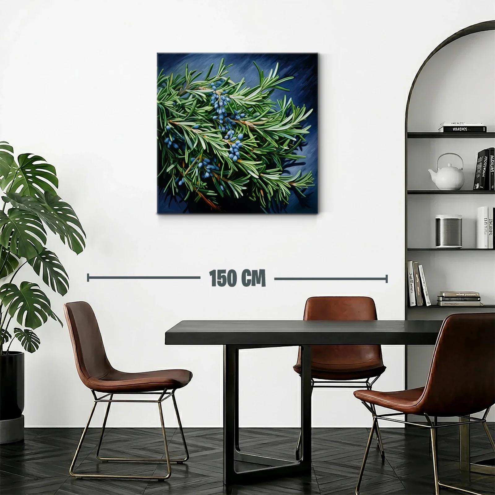Ramas de plantas verdes con frutos azules en contraste oscuro — miniatura 2