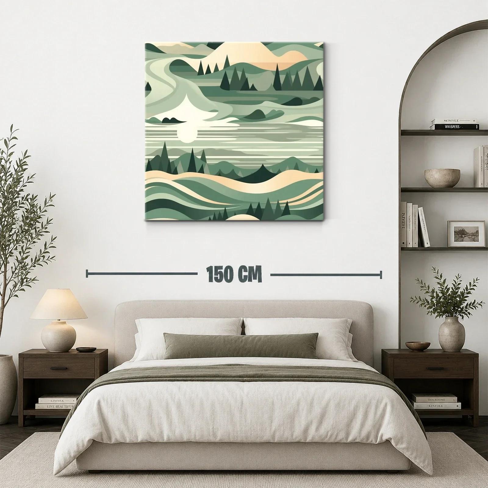 Paisaje abstracto en tonos verdes y beige — miniatura 3