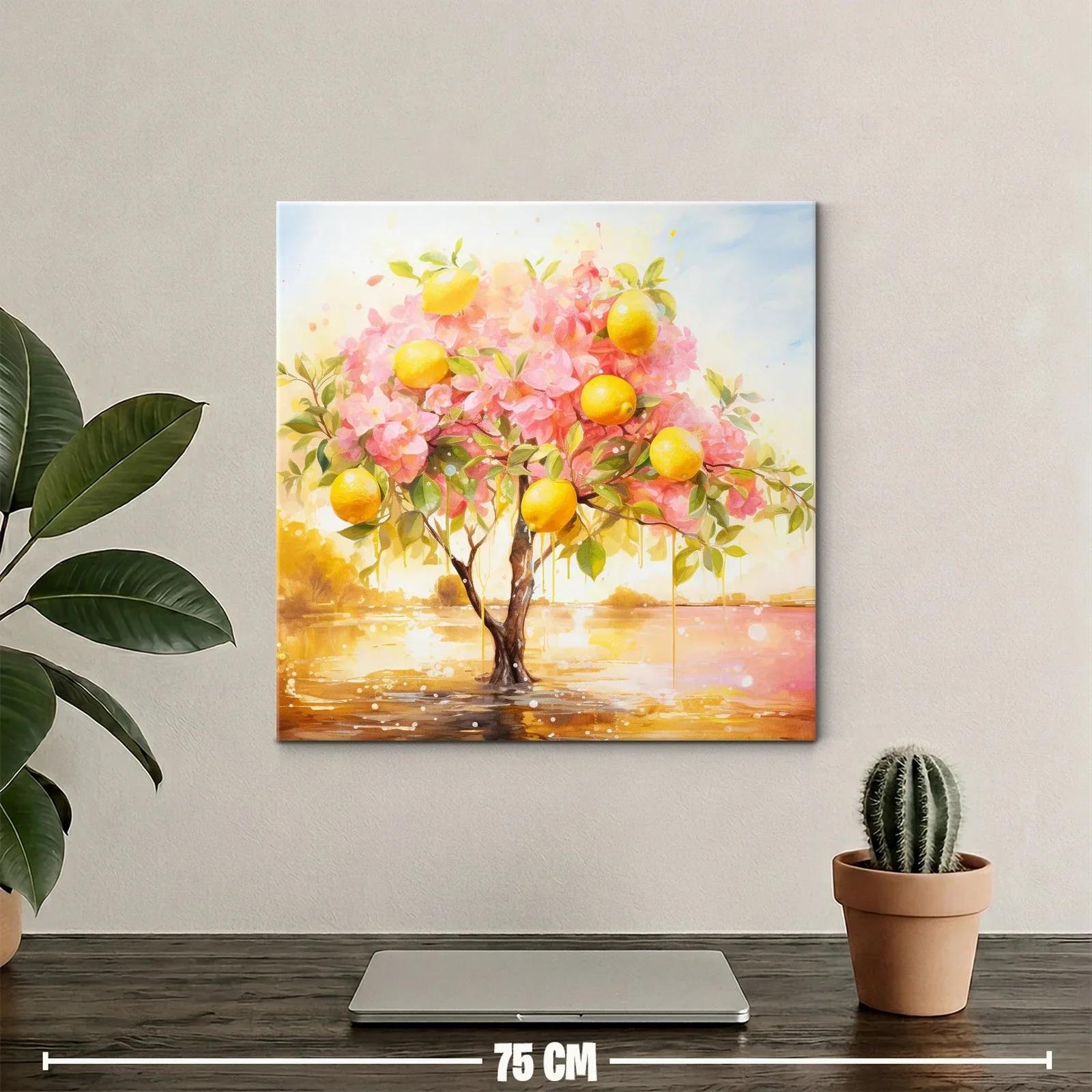 Árbol de limones con flores rosas en paisaje soleado — miniatura 2