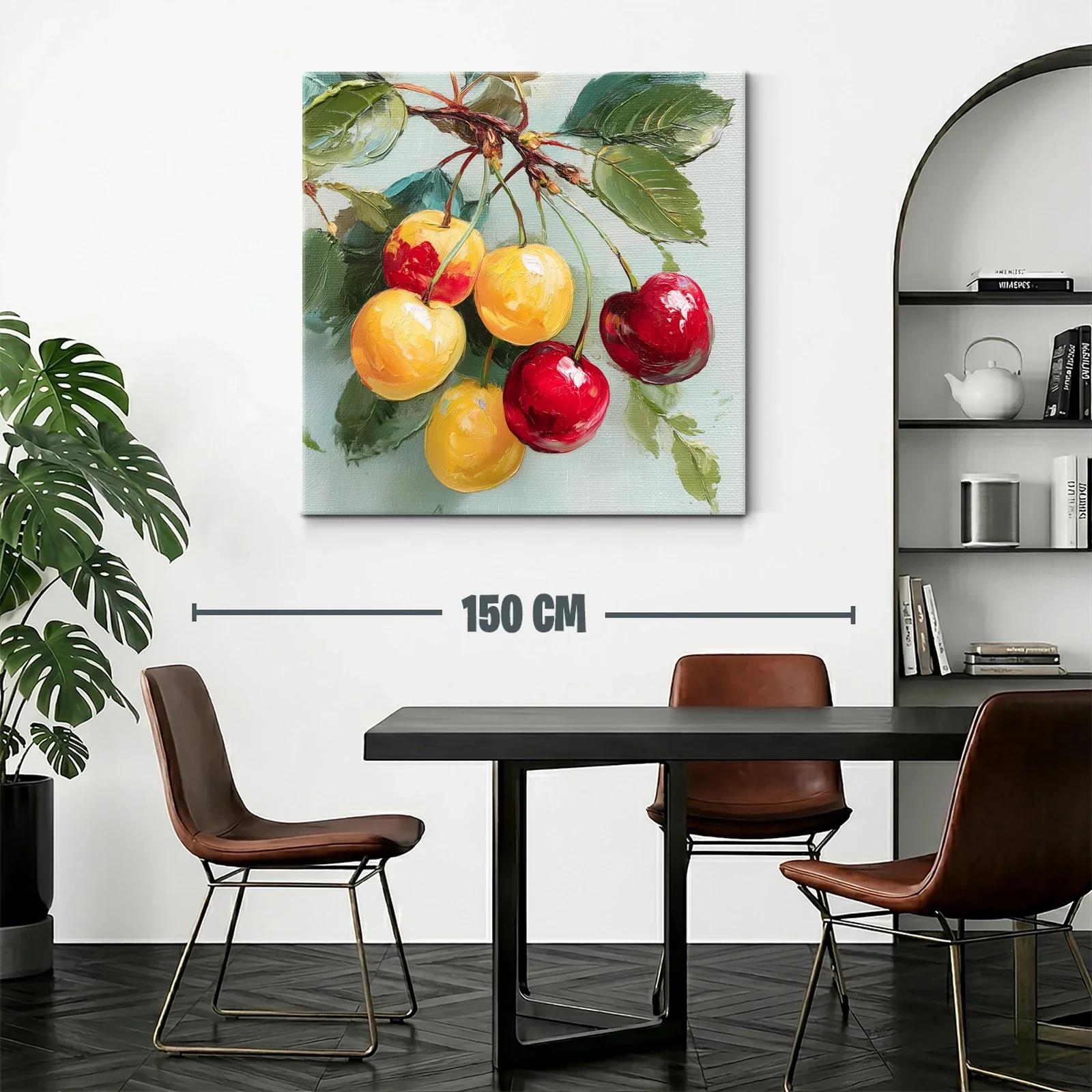 Cherries in Vibrant Red and Yellow on Soft Green Background — miniatura 2