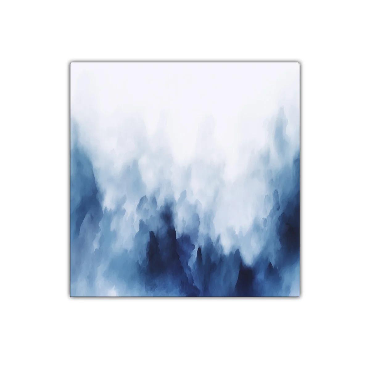 Cuadro abstracto en tonos azules y blanco para decoración moderna