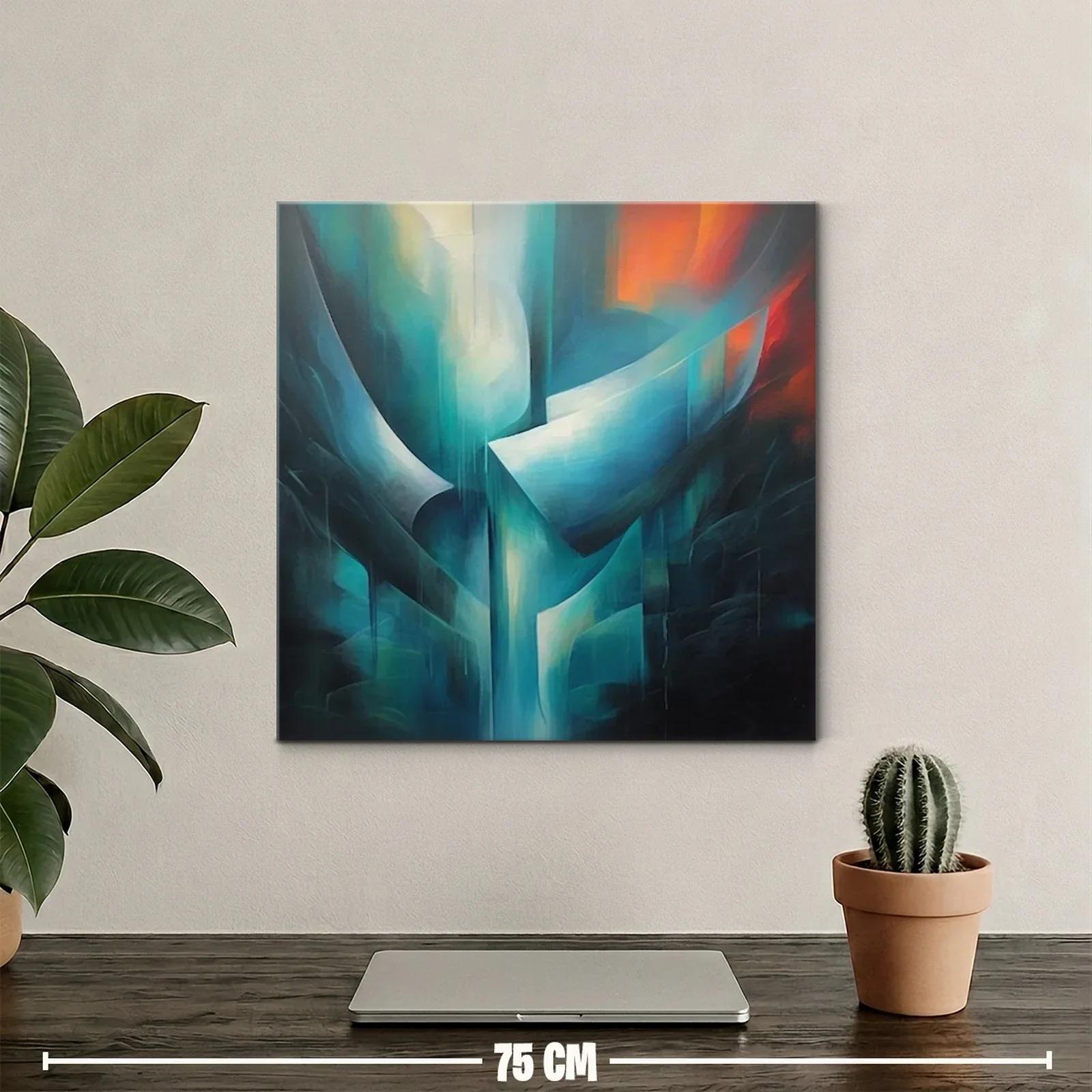 Abstracto en tonos fríos con destellos cálidos vibrantes — miniatura 2