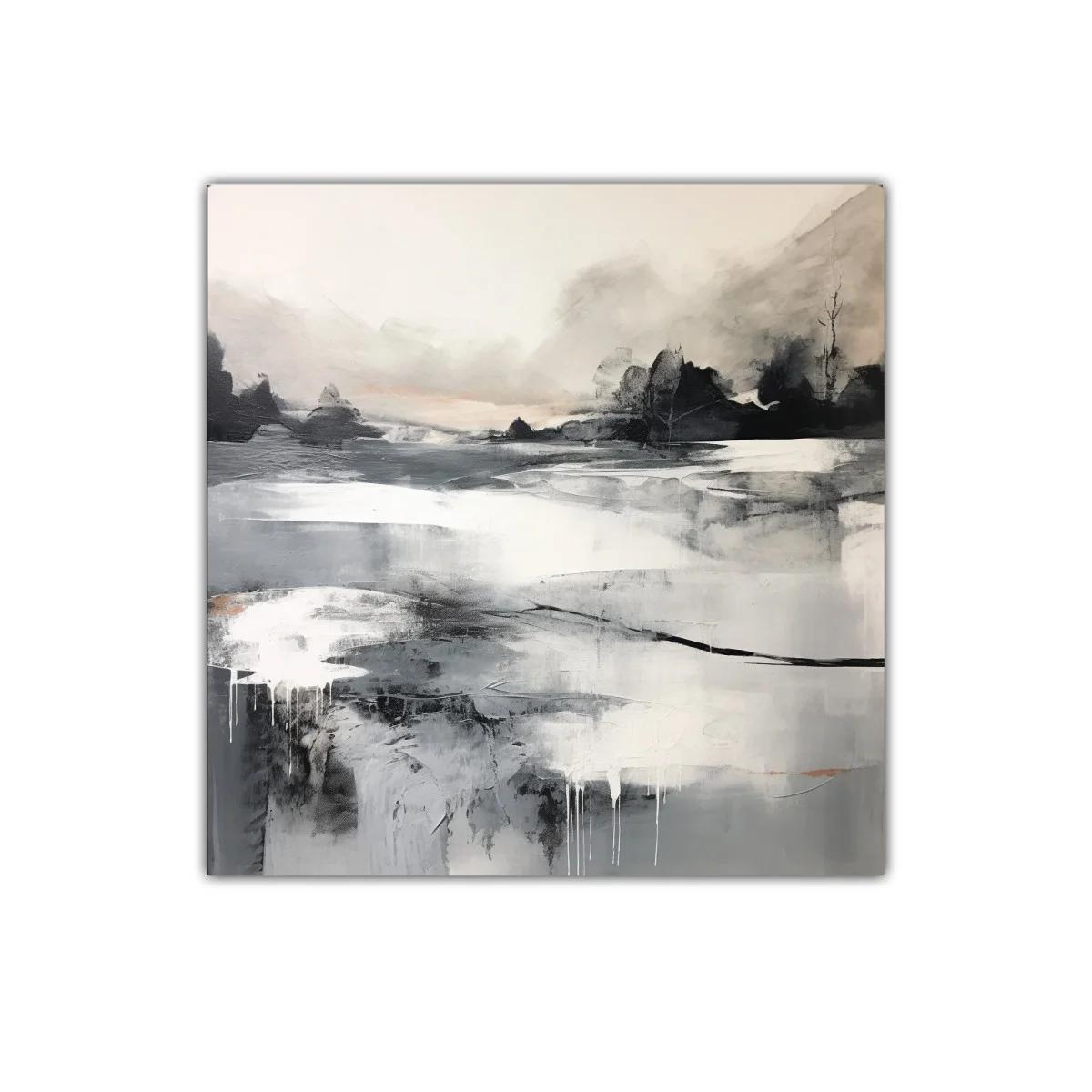 Paisaje abstracto en tonos neutros y grises suaves
