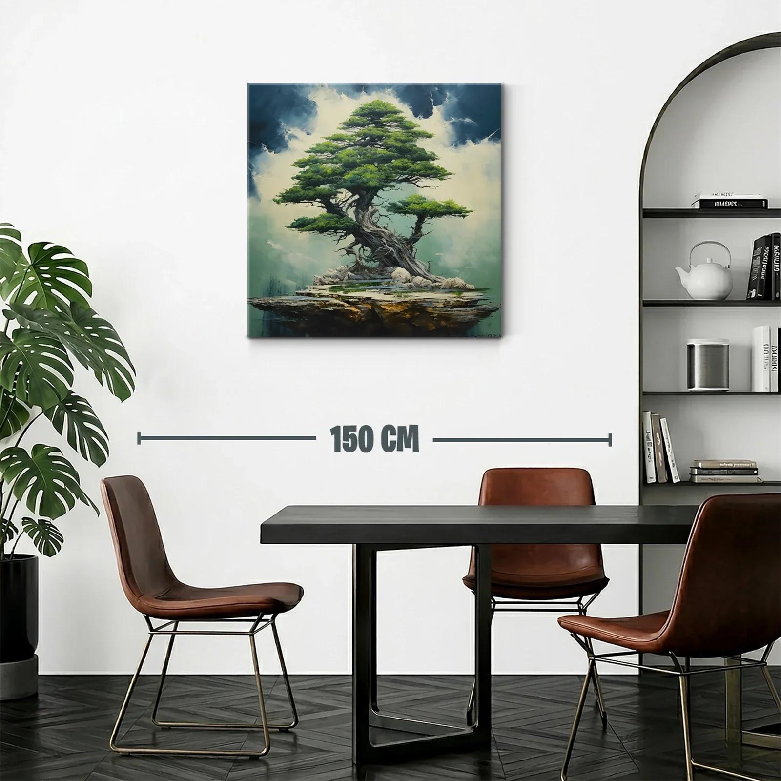 Árbol majestuoso sobre piedra con tonos verdes y azules — miniatura 2