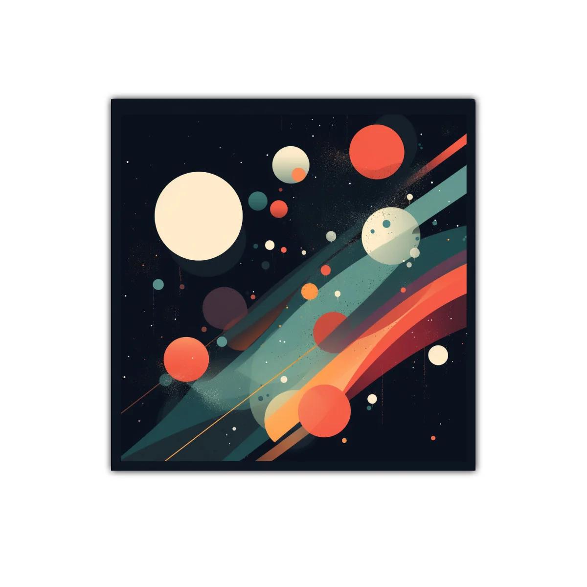 Cuadro decorativo con diseño abstracto de esferas y líneas — imagen principal
