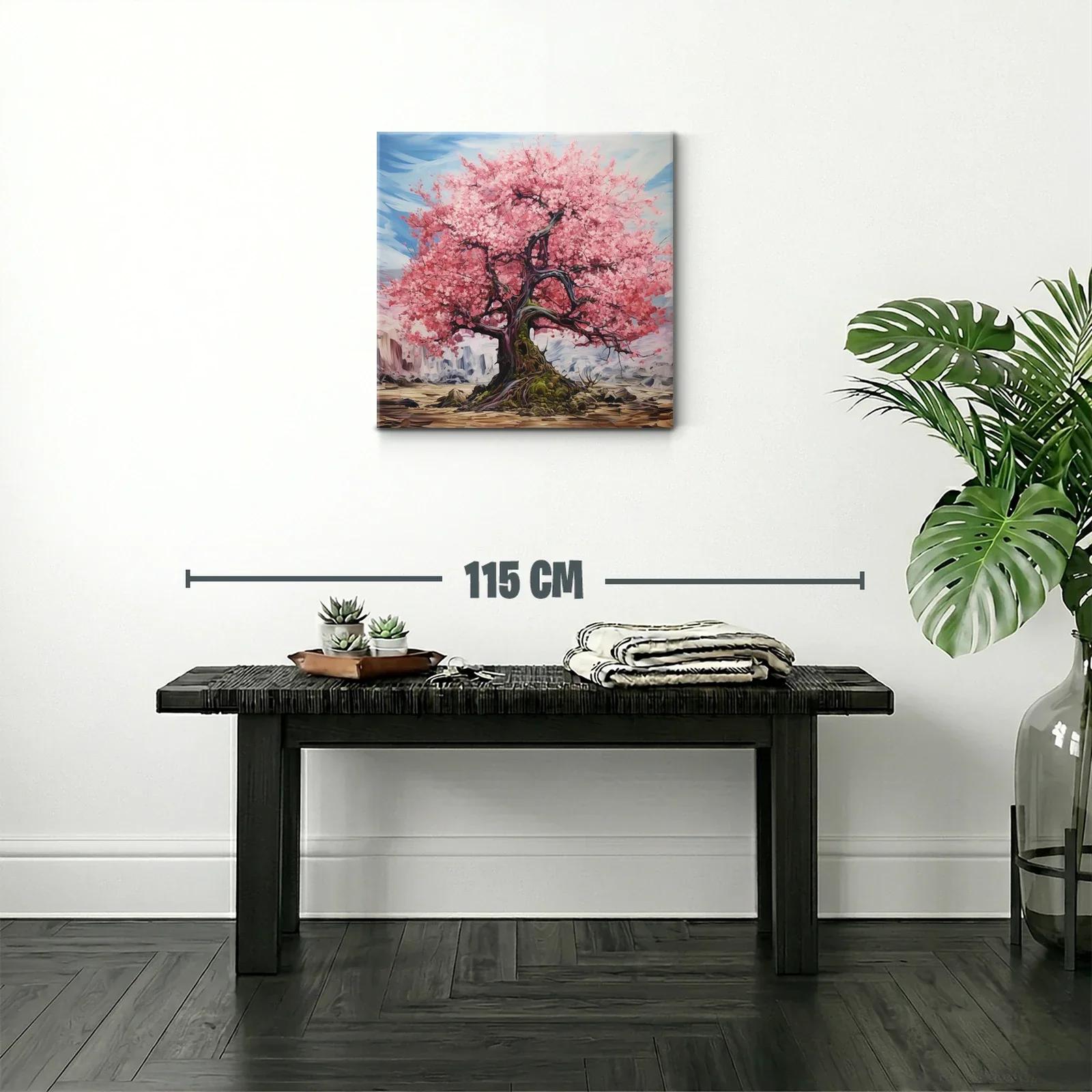 Árbol de Cerezo en Flor sobre Paisaje Montañoso — miniatura 2