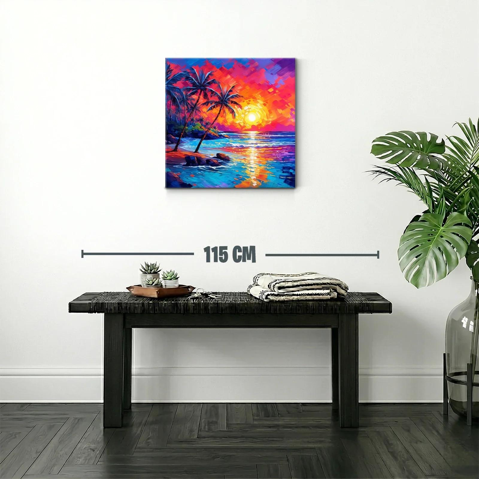 Atardecer vibrante con palmeras en la playa tropical — miniatura 2
