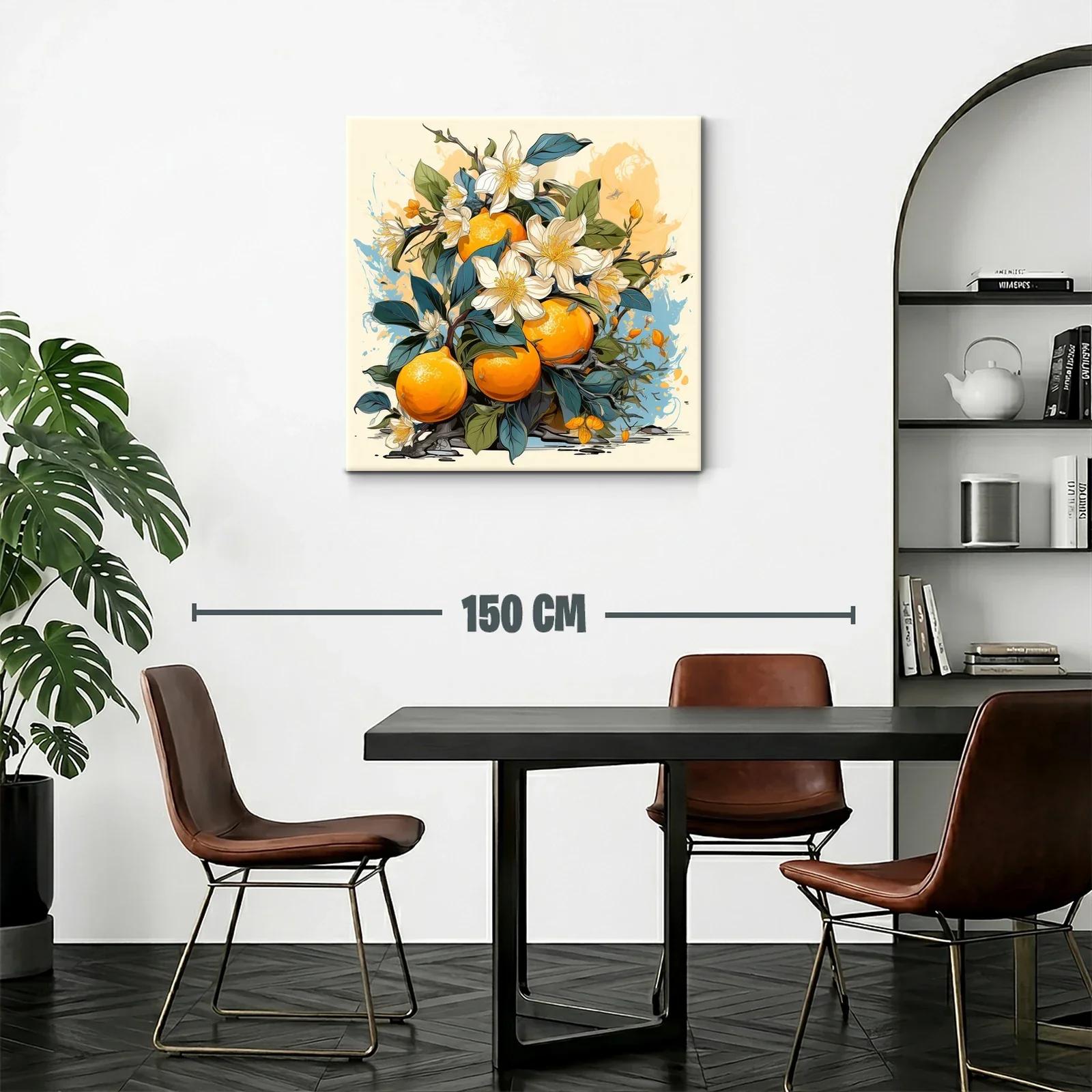 Cuadro con Naranjas y Flores en Tonos Cálidos y Naturales — miniatura 2