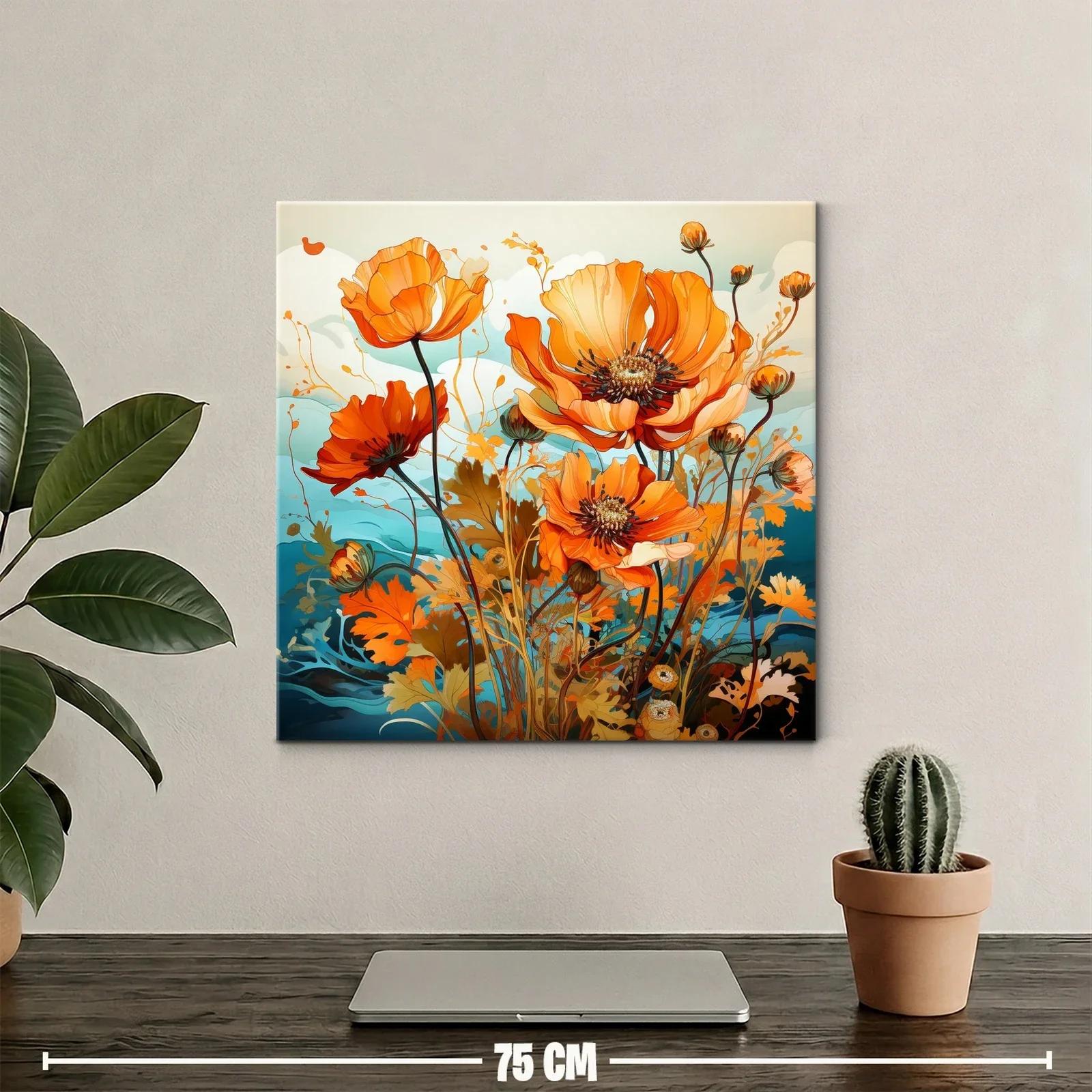 Flores anaranjadas vibrantes con fondo en tonos azules — miniatura 2