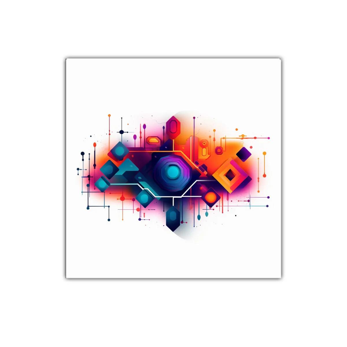 Diseño abstracto geométrico con vibrantes colores cálidos y fríos