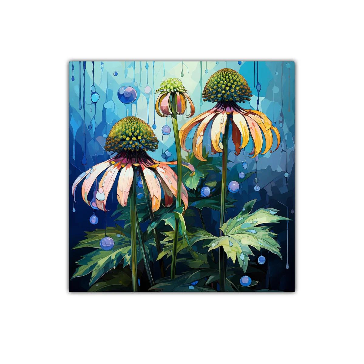 Flores abstractas en tonalidades frías y cálidas vibrantes — imagen principal