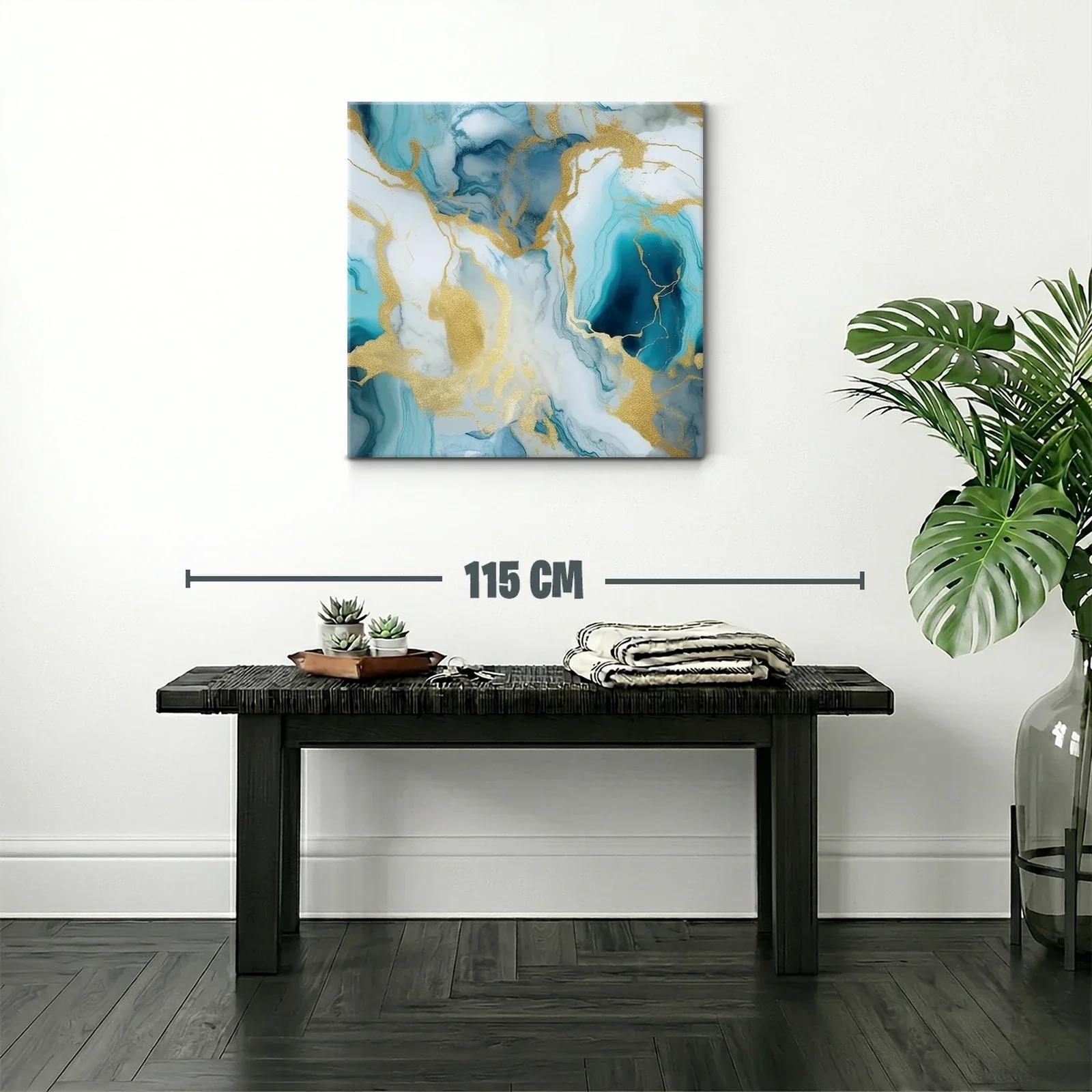 Cuadro abstracto con tonos azul y dorado elegante — miniatura 2
