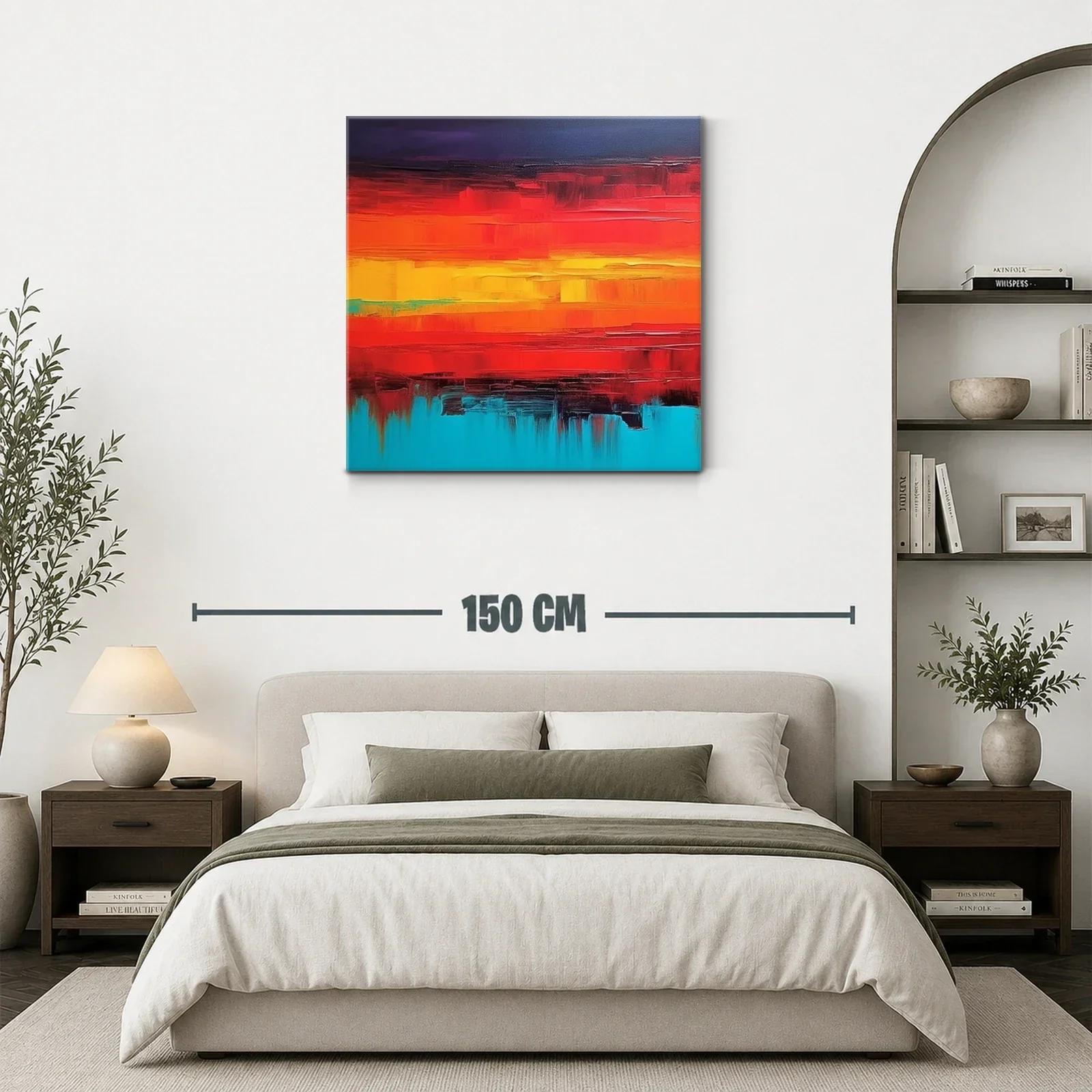 Cuadro abstracto con vibrantes tonos cálidos y fríos — miniatura 3