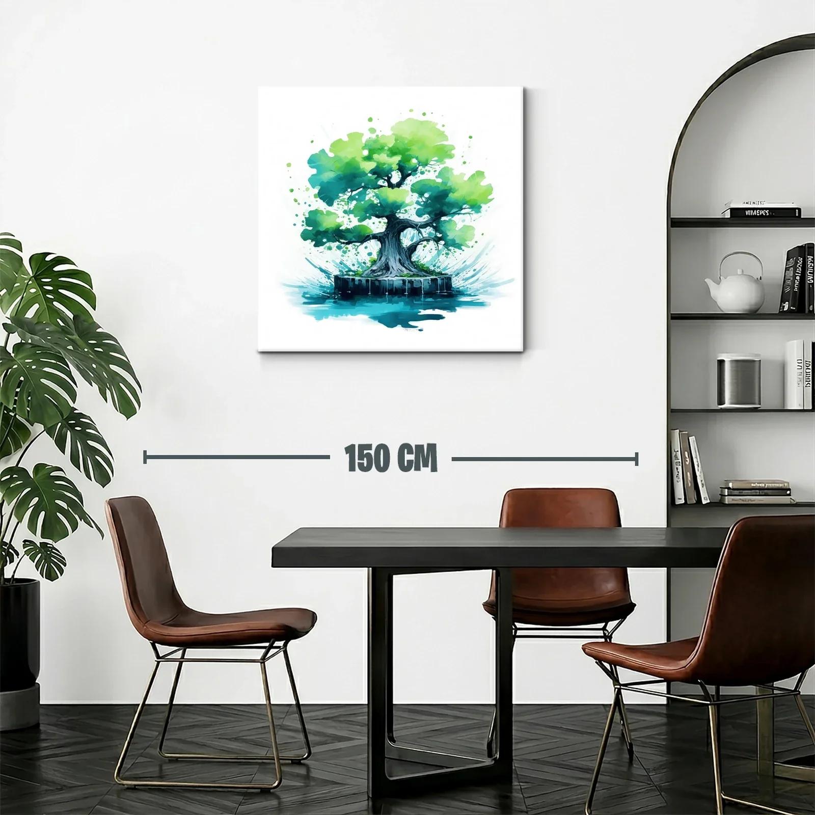 Cuadro árbol verde con efecto acuarela vibrante — miniatura 2