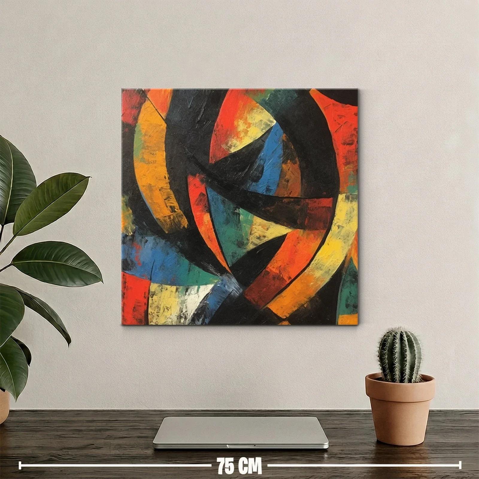 Composición Abstracta con Tonos Cálidos y Fríos Dinámicos — miniatura 2