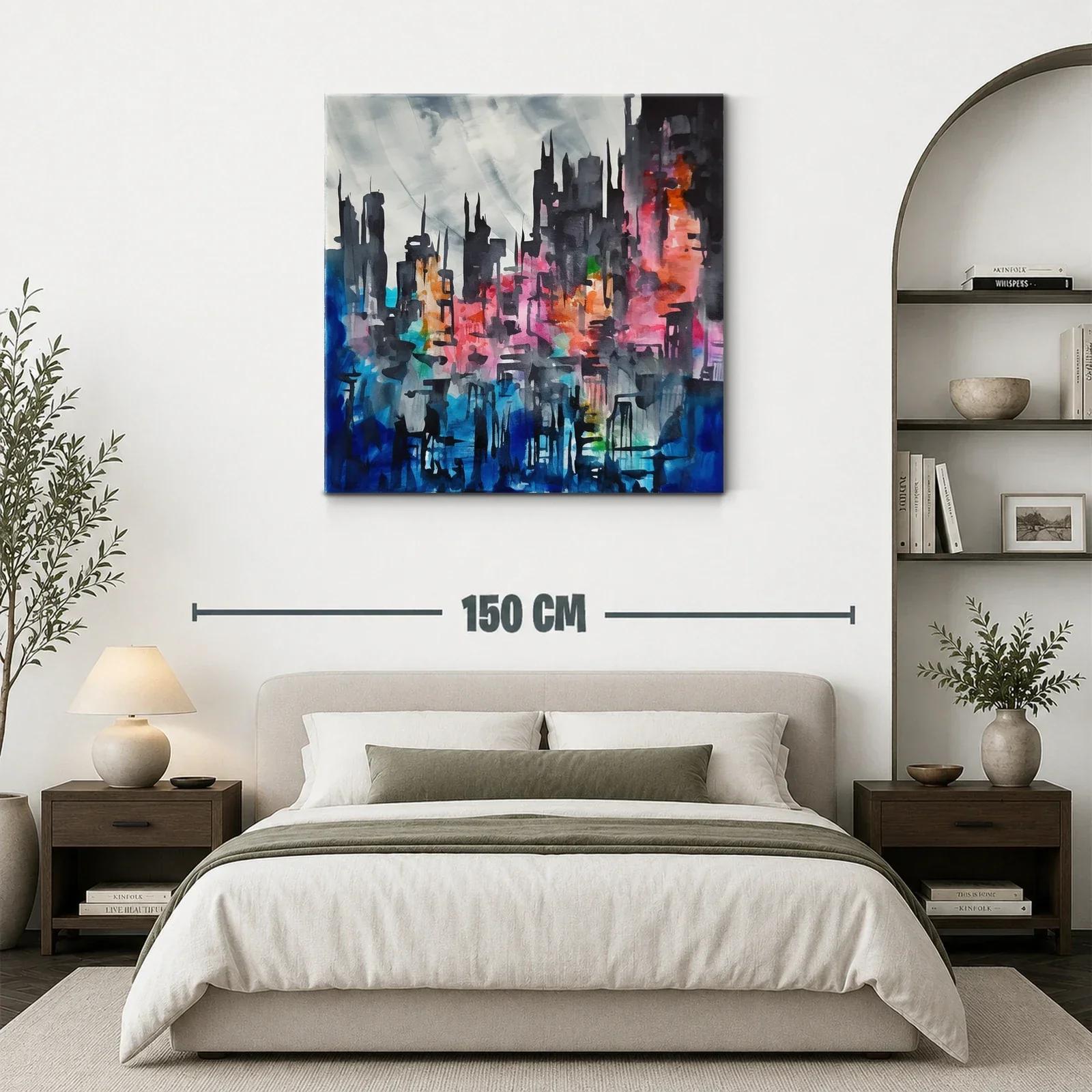 Ciudad abstracta con tonos vibrantes y contrastes intensos — miniatura 3