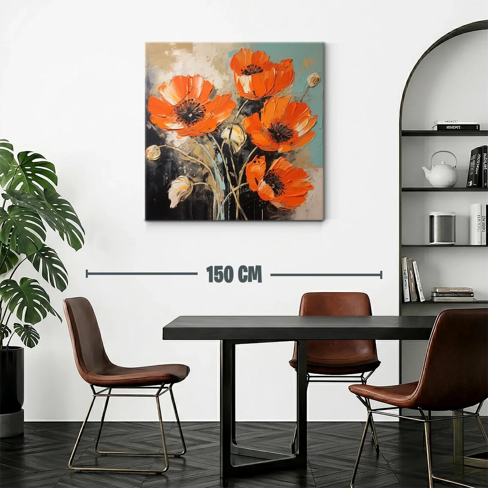 Cuadro con amapolas vibrantes en tonos naranja y tierra — miniatura 2