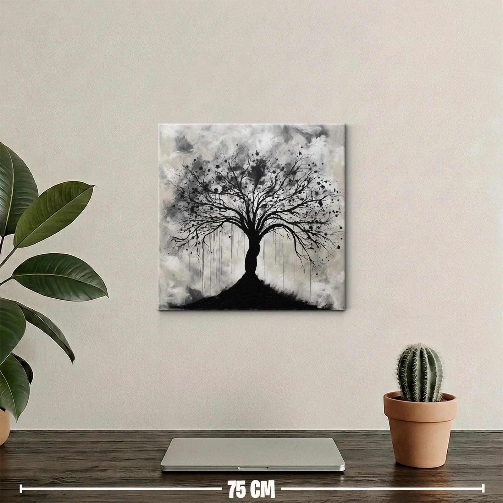 Árbol estilizado en tonos grises y negros para un ambiente elegante — miniatura 2