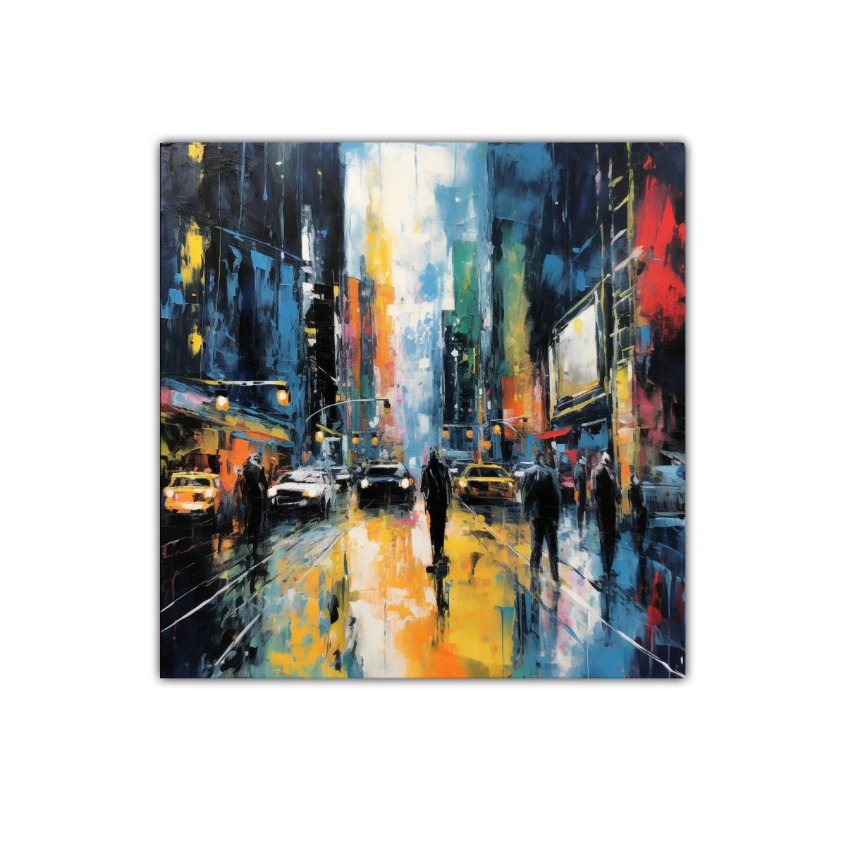 Vibrante ciudad nocturna con reflejos en calles mojadas — miniatura 1