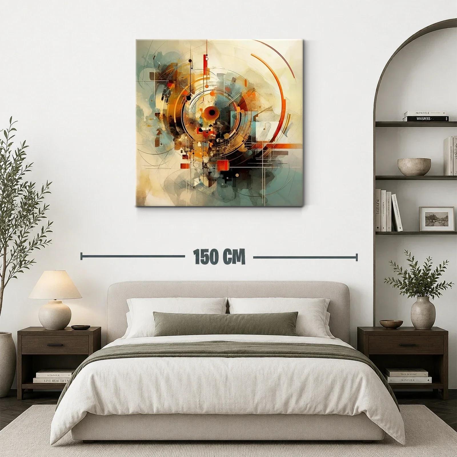 Composición abstracta con círculos y líneas en tonos cálidos — miniatura 3