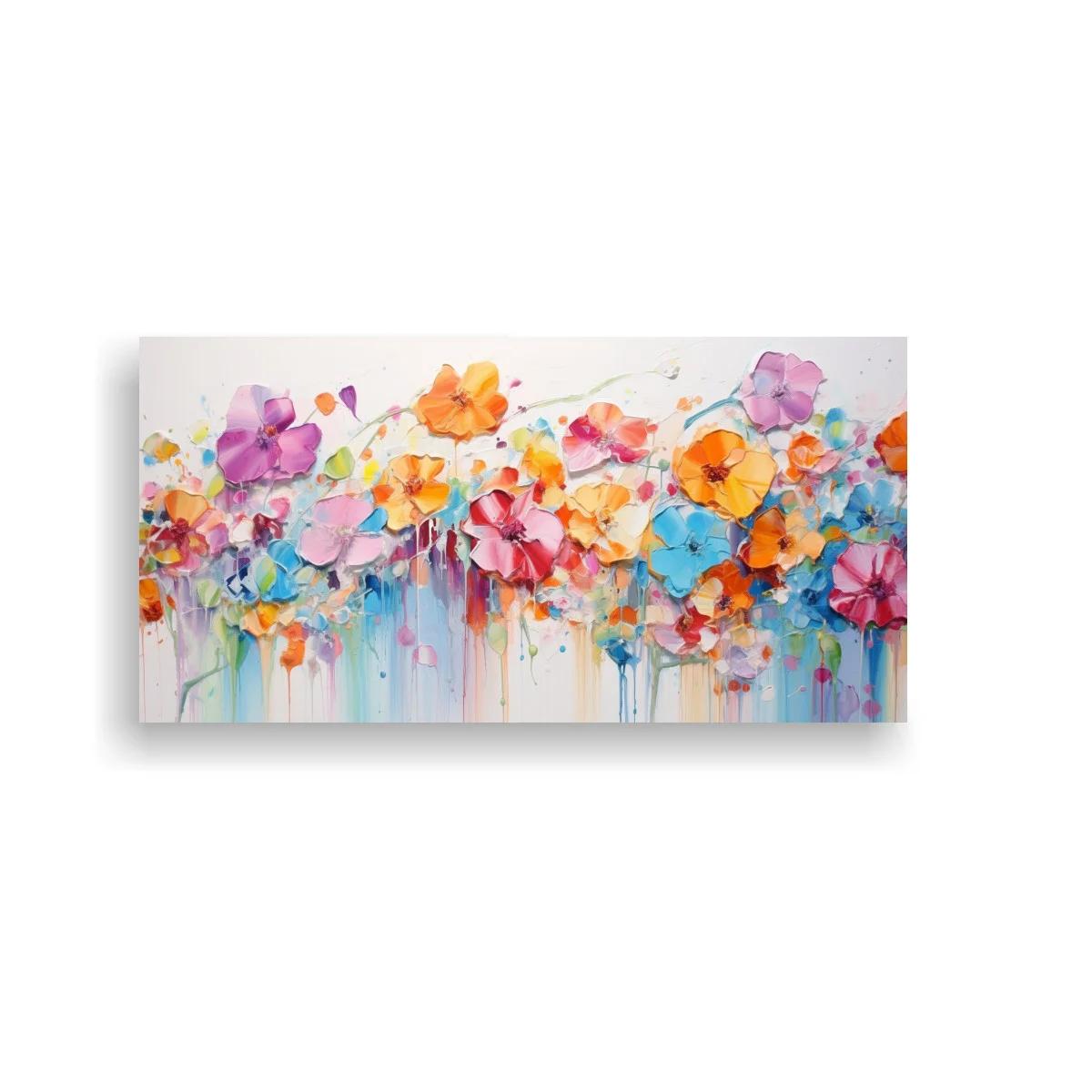 Cuadro flores silvestres con goteos verticales
