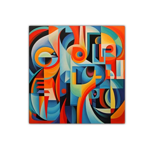 Cuadro abstracto colorido con formas geométricas