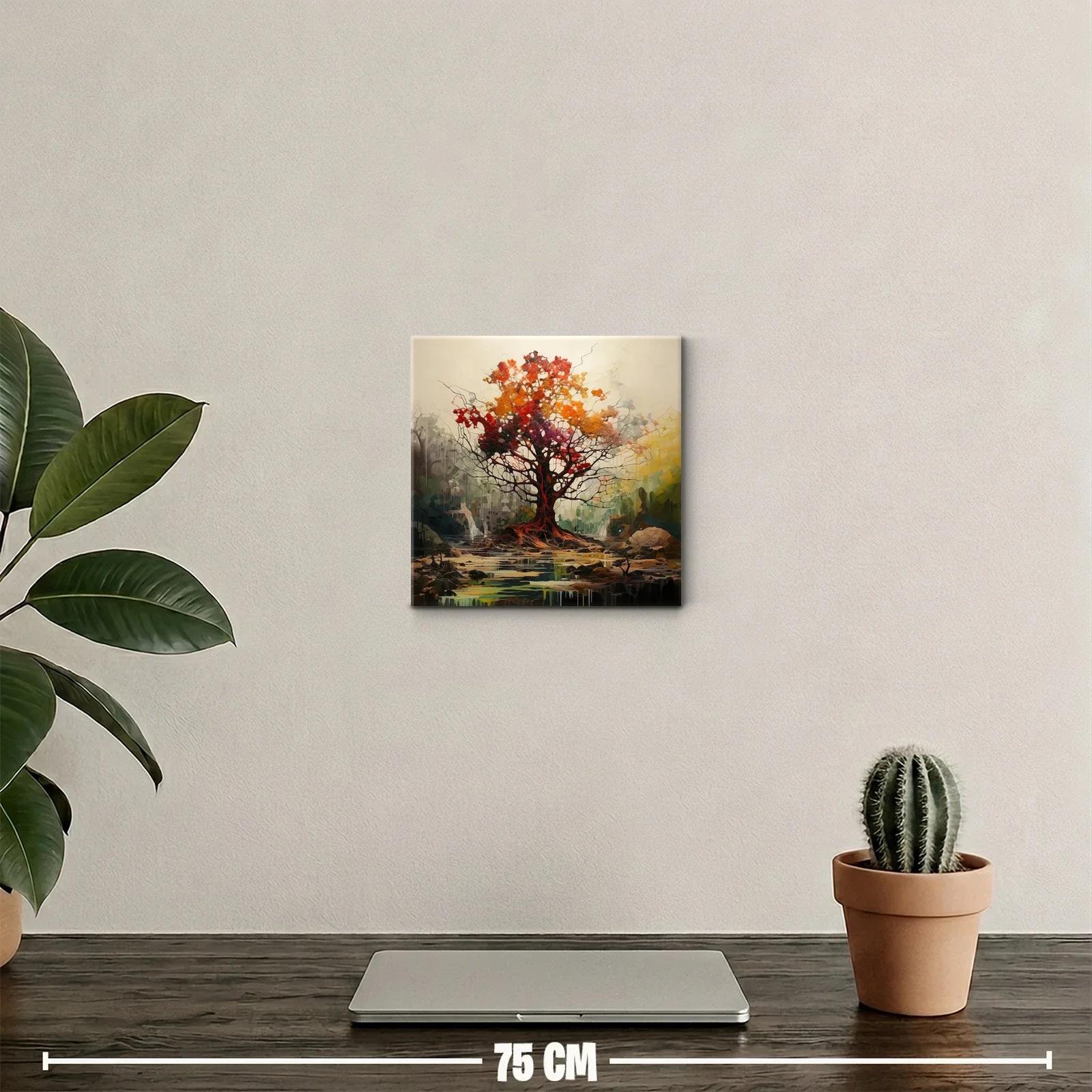 Árbol vibrante con tonos otoñales en paisaje sereno — miniatura 2