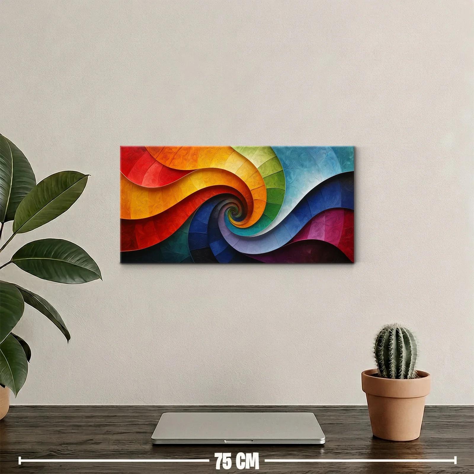 Cuadro espiral abstracta multicolor en bandas onduladas — miniatura 2