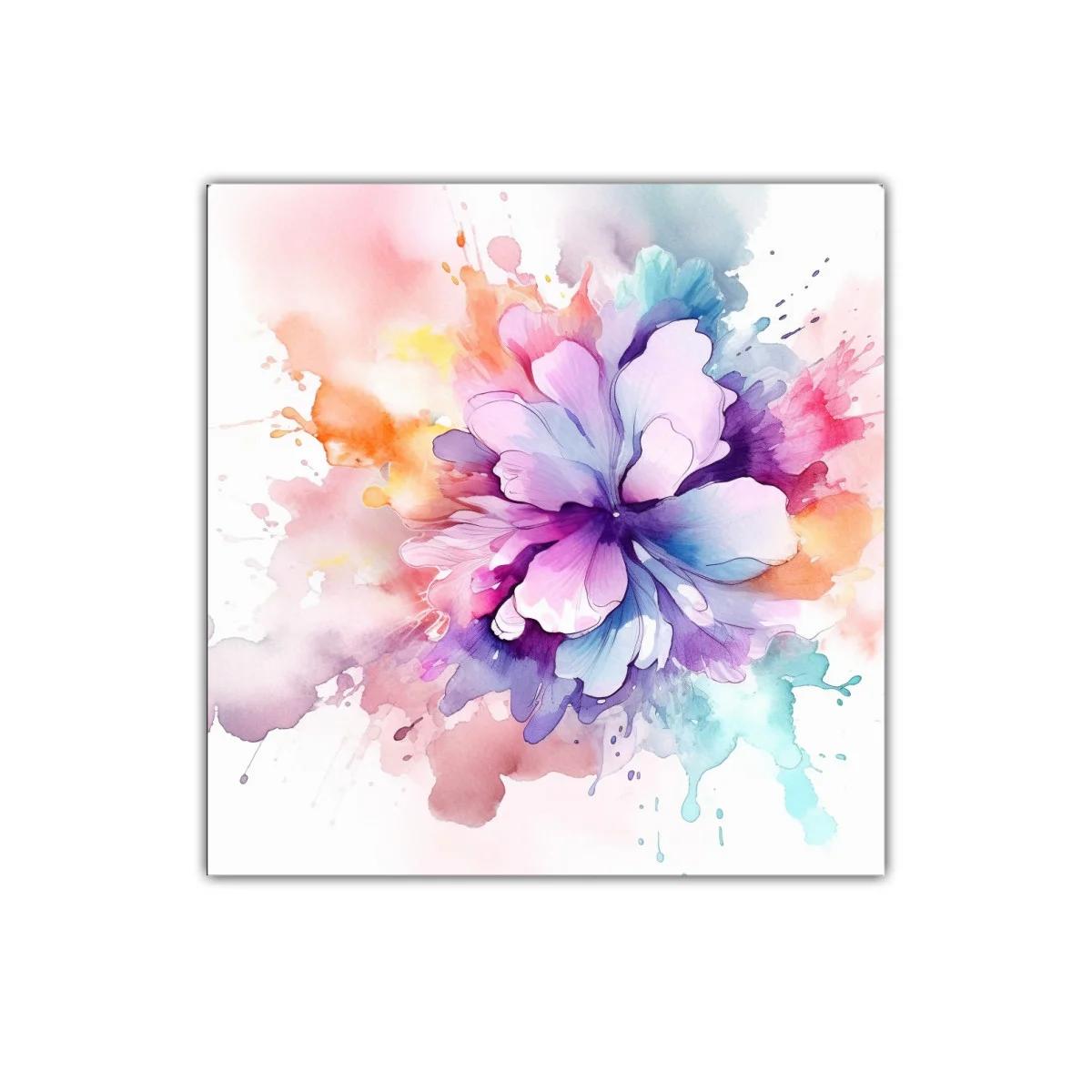 Flor abstracta en tonos pastel con explosión de color