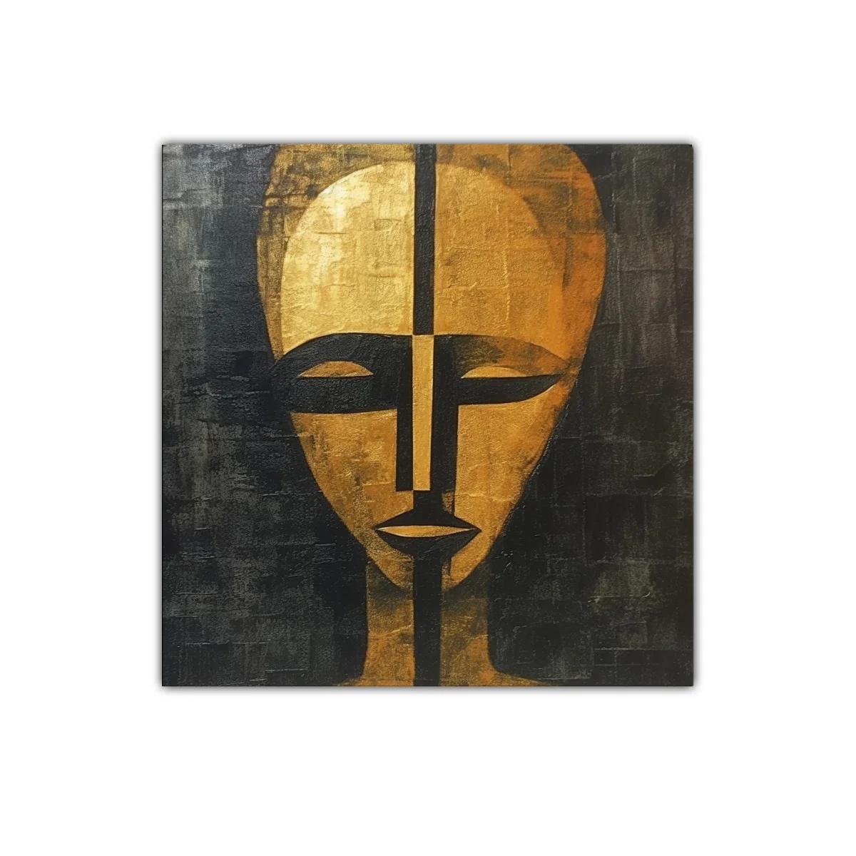 Rostro abstracto en tonos dorados y negros — imagen principal