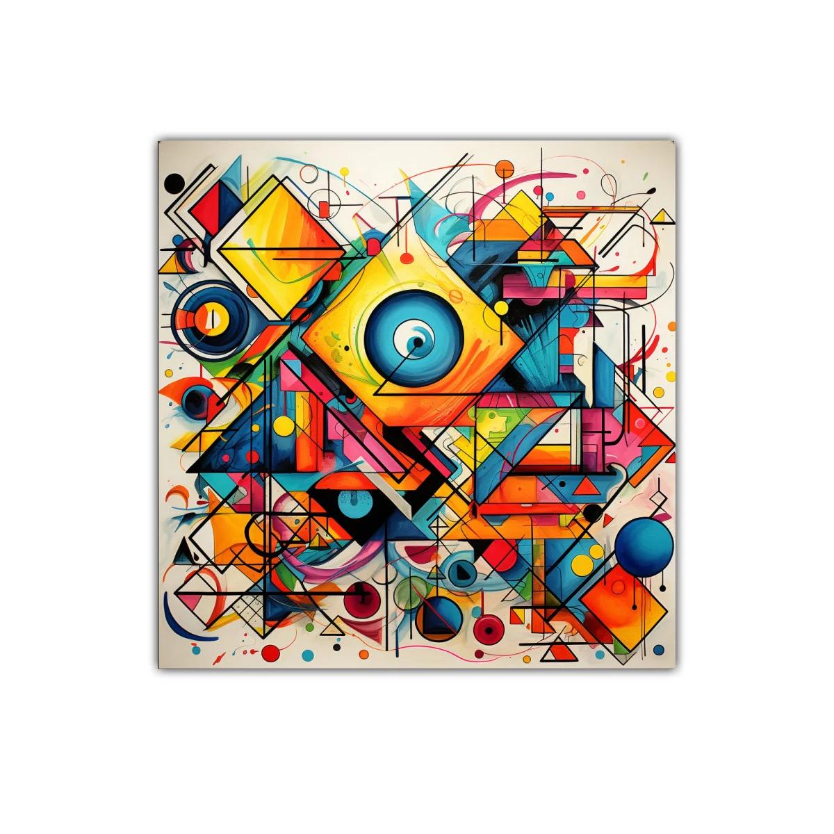 Composición geométrica con vibrantes colores y líneas dinámicas